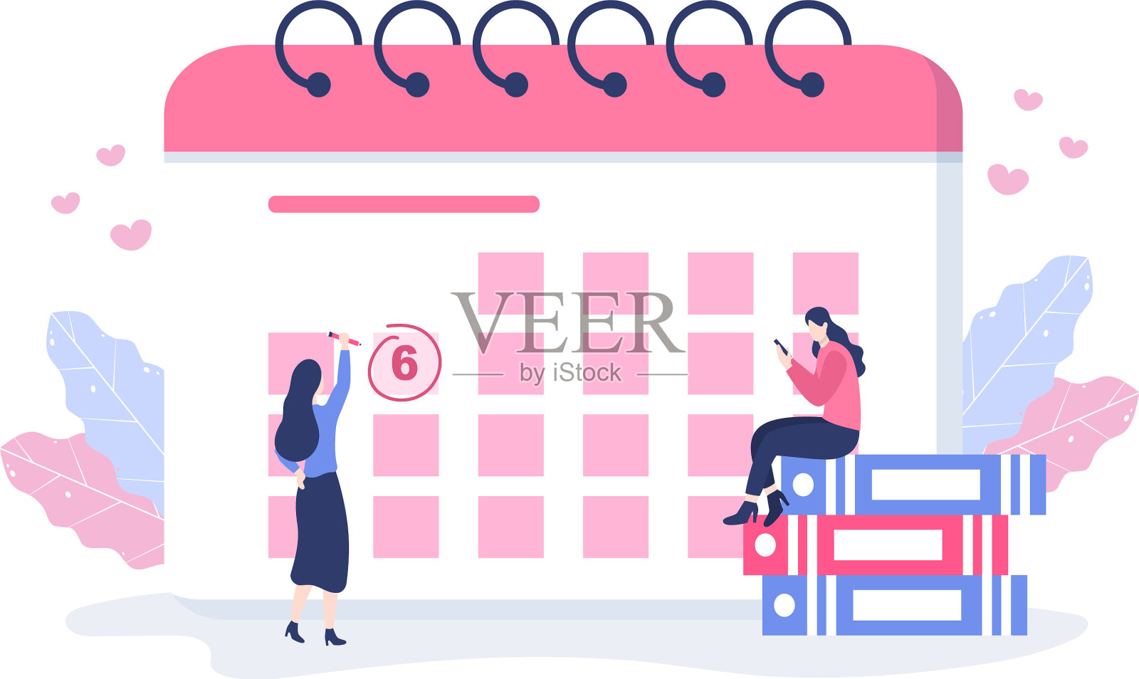 日历背景与圆形标志的规划设计元素图片