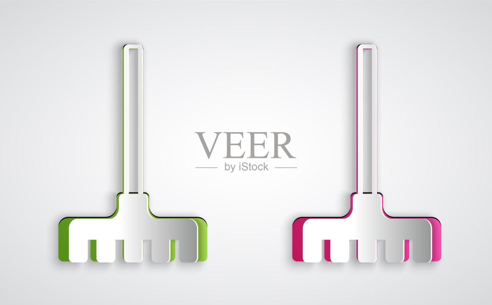 剪纸花园耙图标孤立的灰色插画图片素材