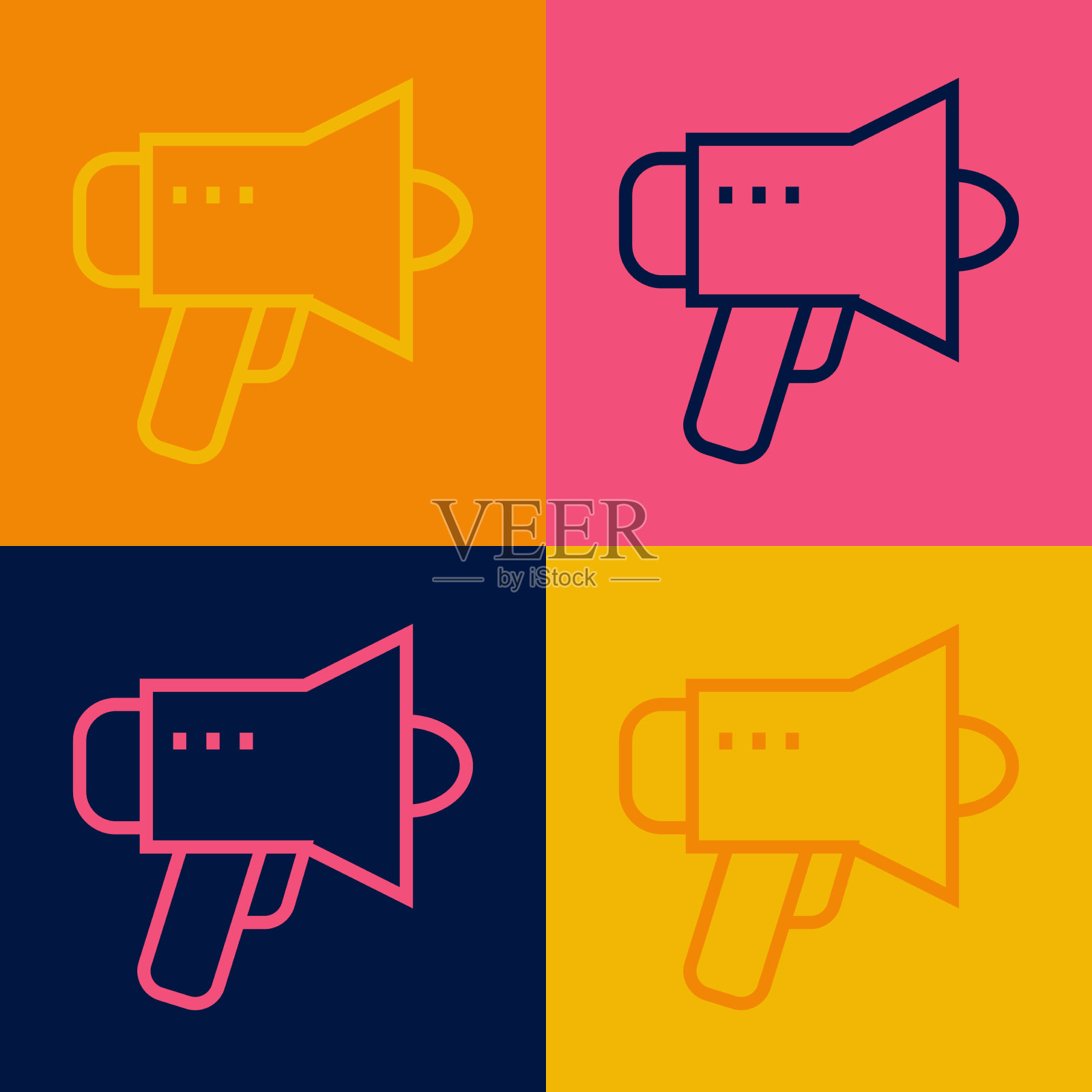 波普艺术线扩音器图标孤立的颜色插画图片素材