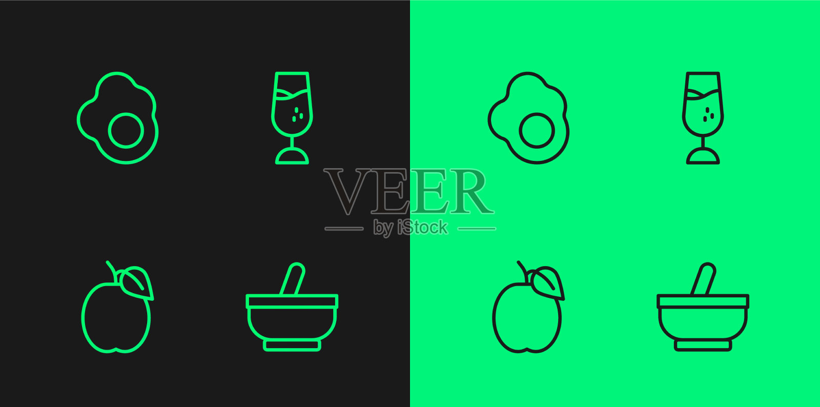 设置线臼和杵李果炒图标素材