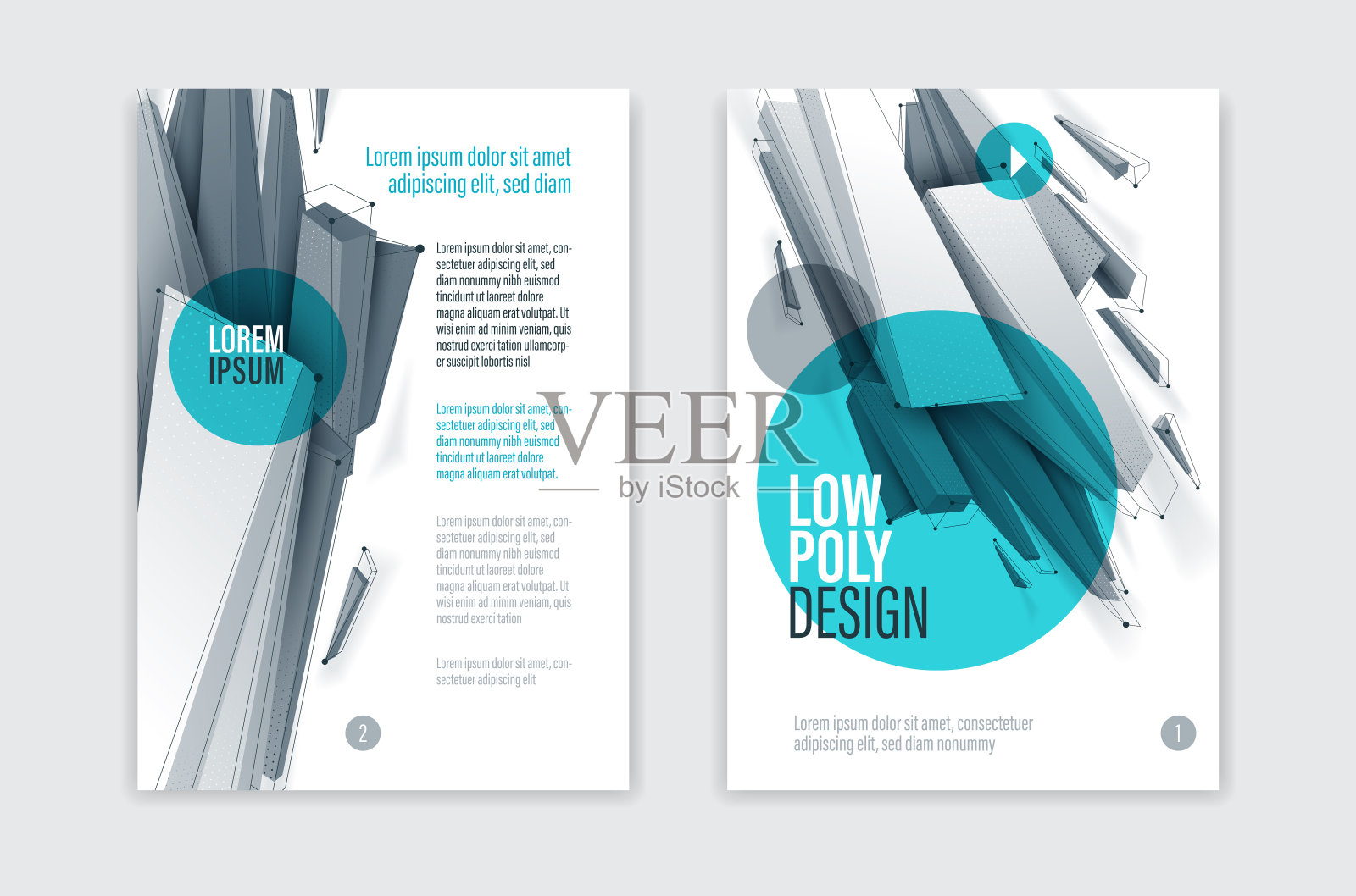 低多边形抽象形式孤立的创意封面，矢量未来形状设计多边形艺术小册子，立体几何动态技术主题，用网格线。设计模板素材