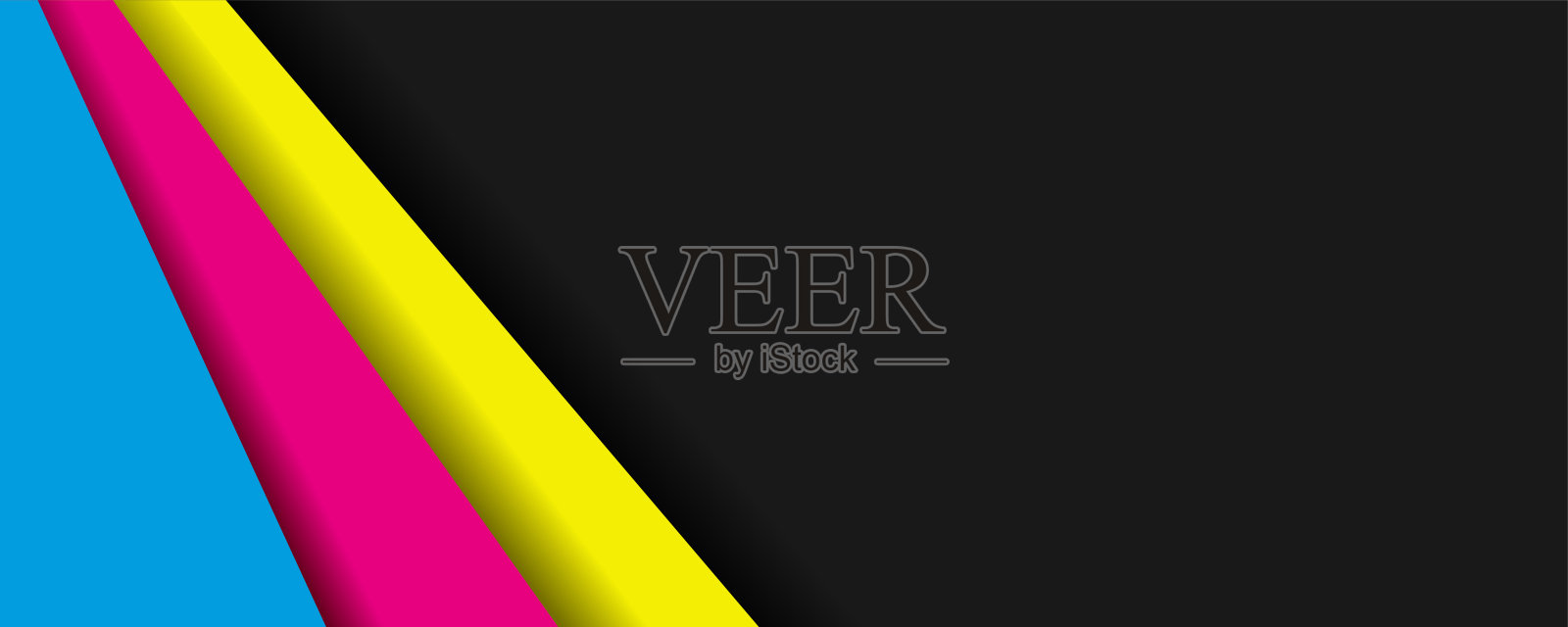 现代材料矢量插图cmyk颜色与重叠空白深黑色抽象宽屏背景设计插画图片素材