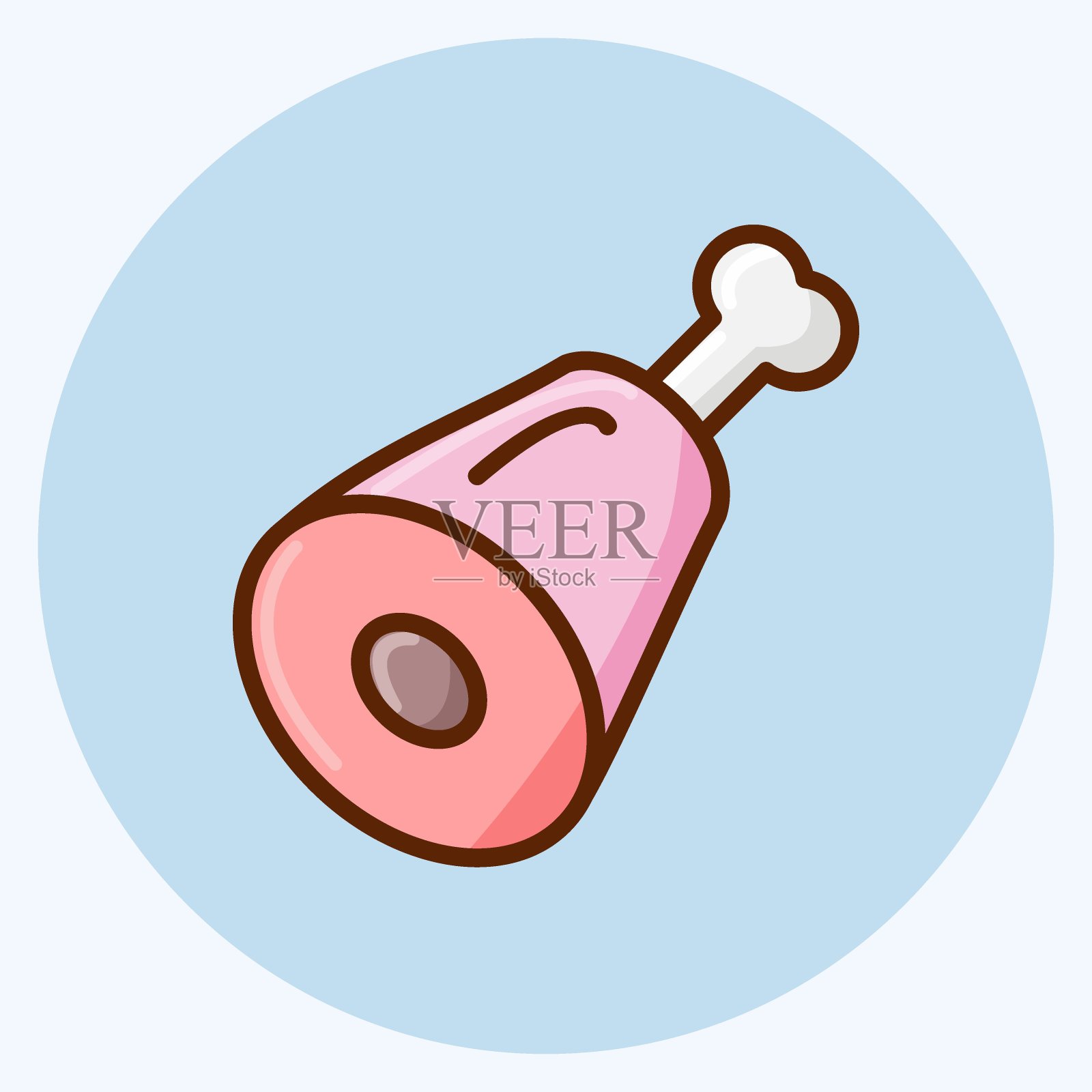 图标火腿。适用于肉类。平的风格。简单的设计可编辑。设计模板向量。简单的说明插画图片素材