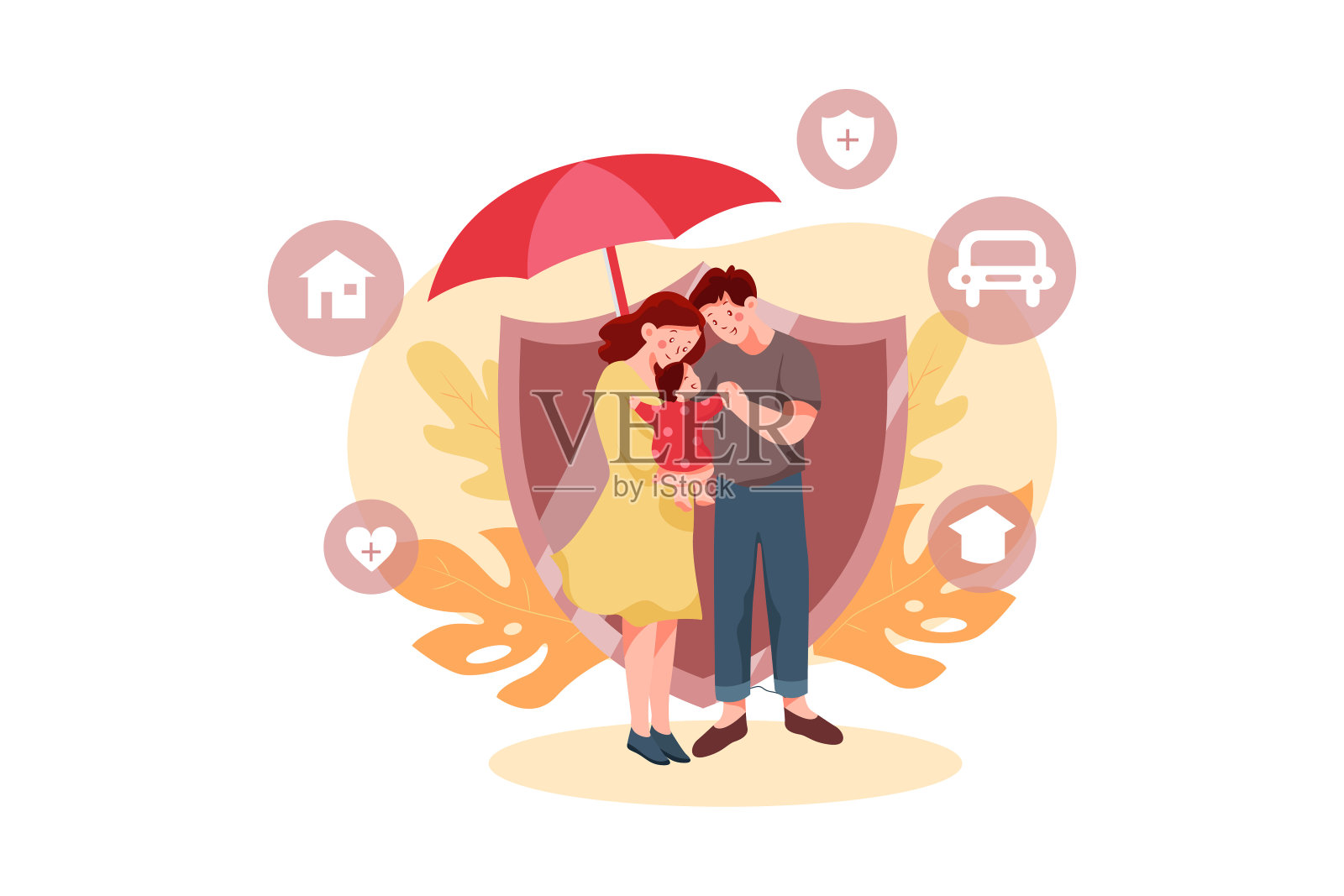 家庭生活保险。插画图片素材