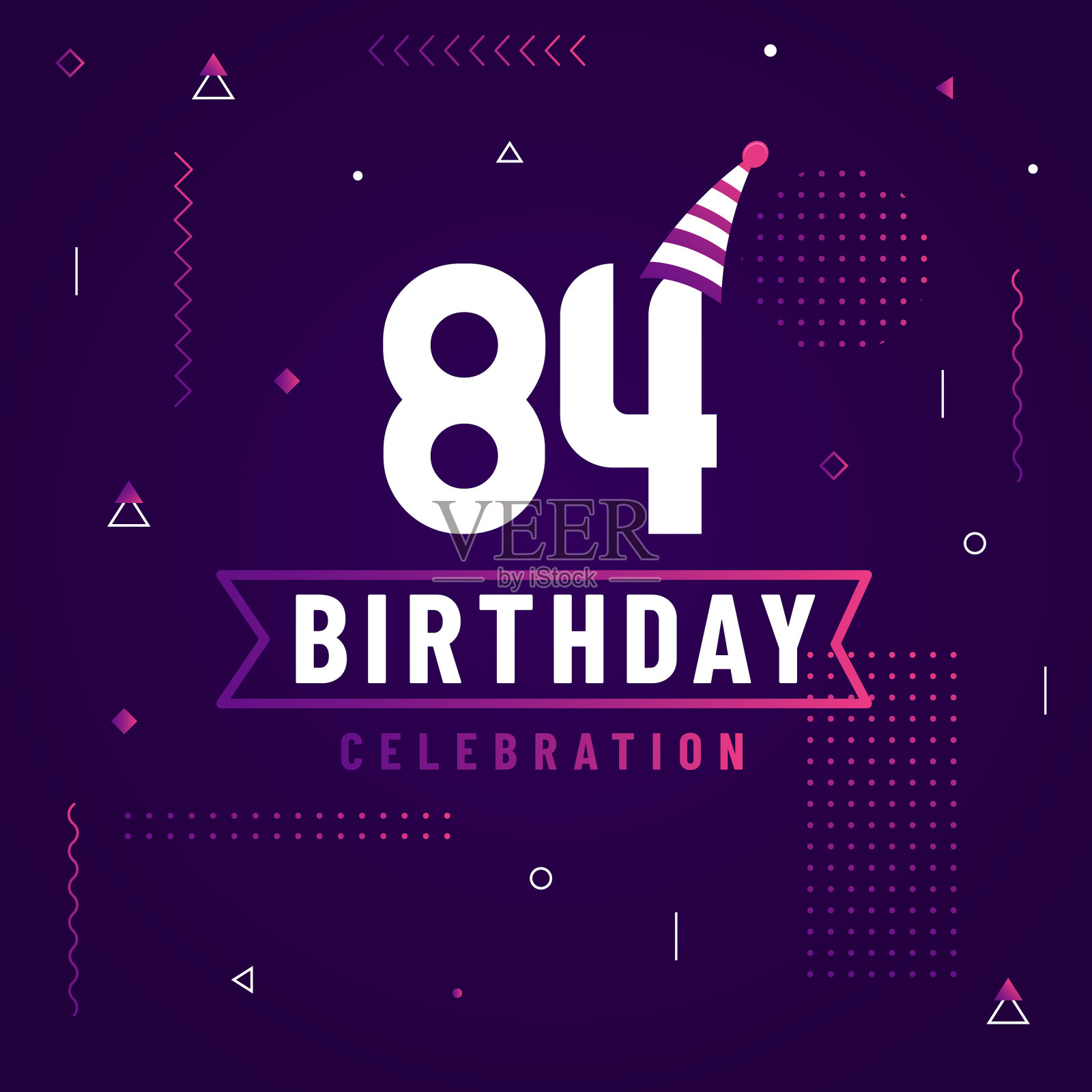 84岁生日贺卡84岁生日插画图片素材