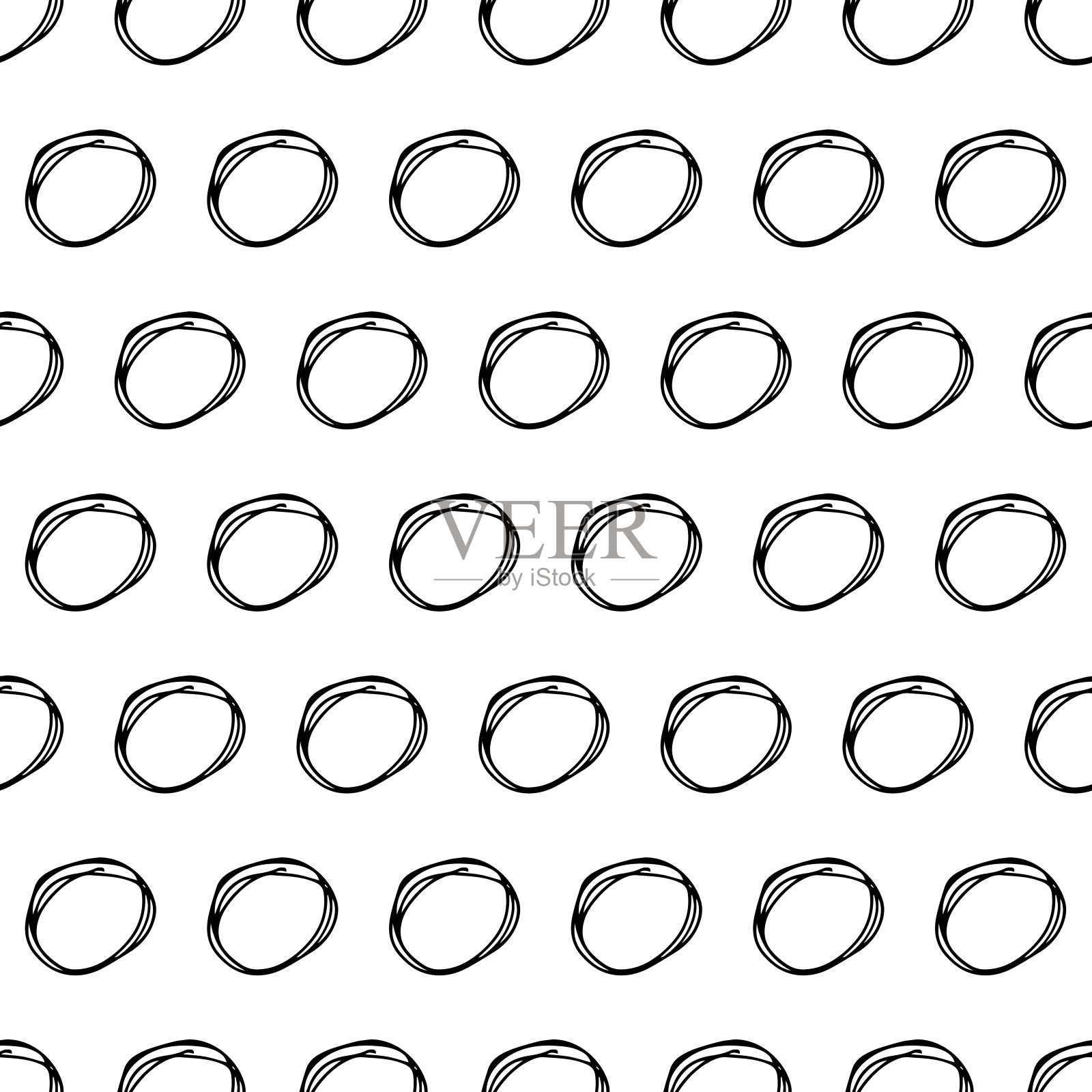 与素描圆形状无缝图案插画图片素材