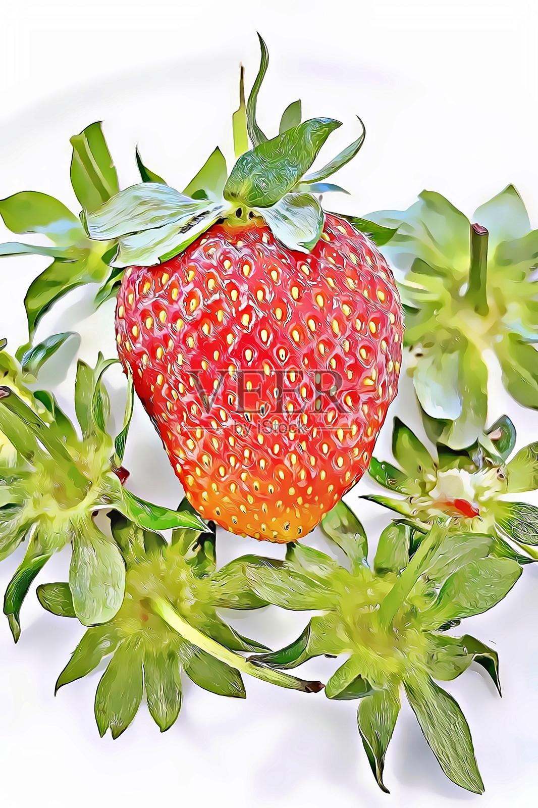 草莓，夏季最美味的水果之一。照片摄影图片