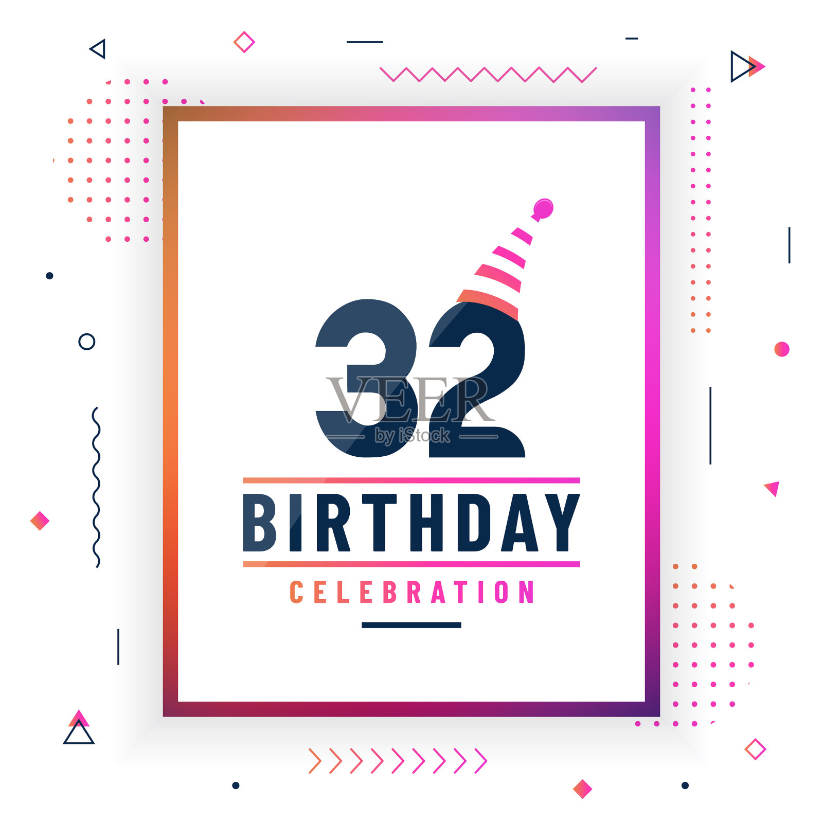 32岁生日贺卡32岁生日插画图片素材