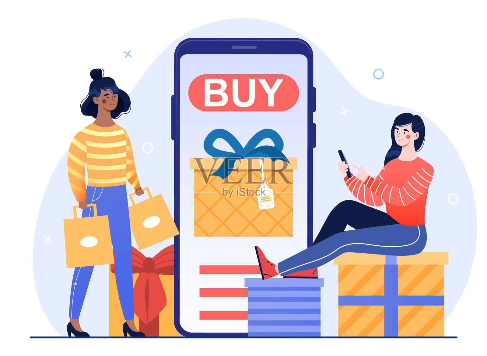 女孩们买盒装礼物设计元素图片