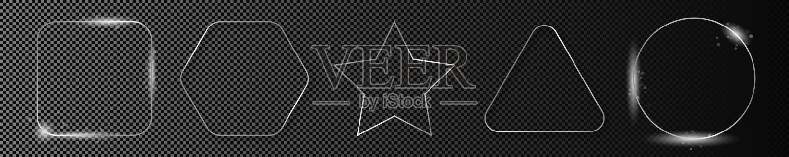 银色发光不同的几何形状框架插画图片素材