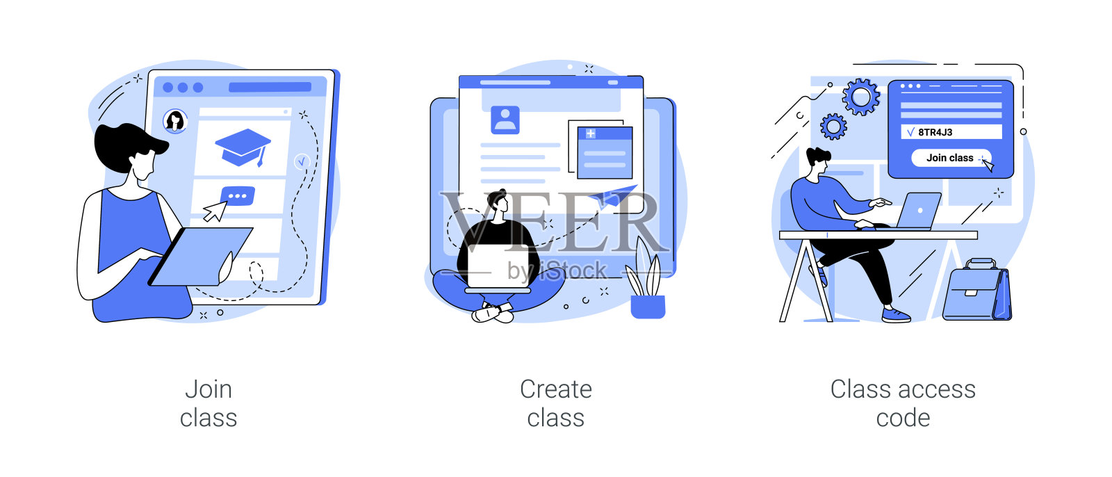 在线教学特色孤岛卡通、矢量插图等插画图片素材