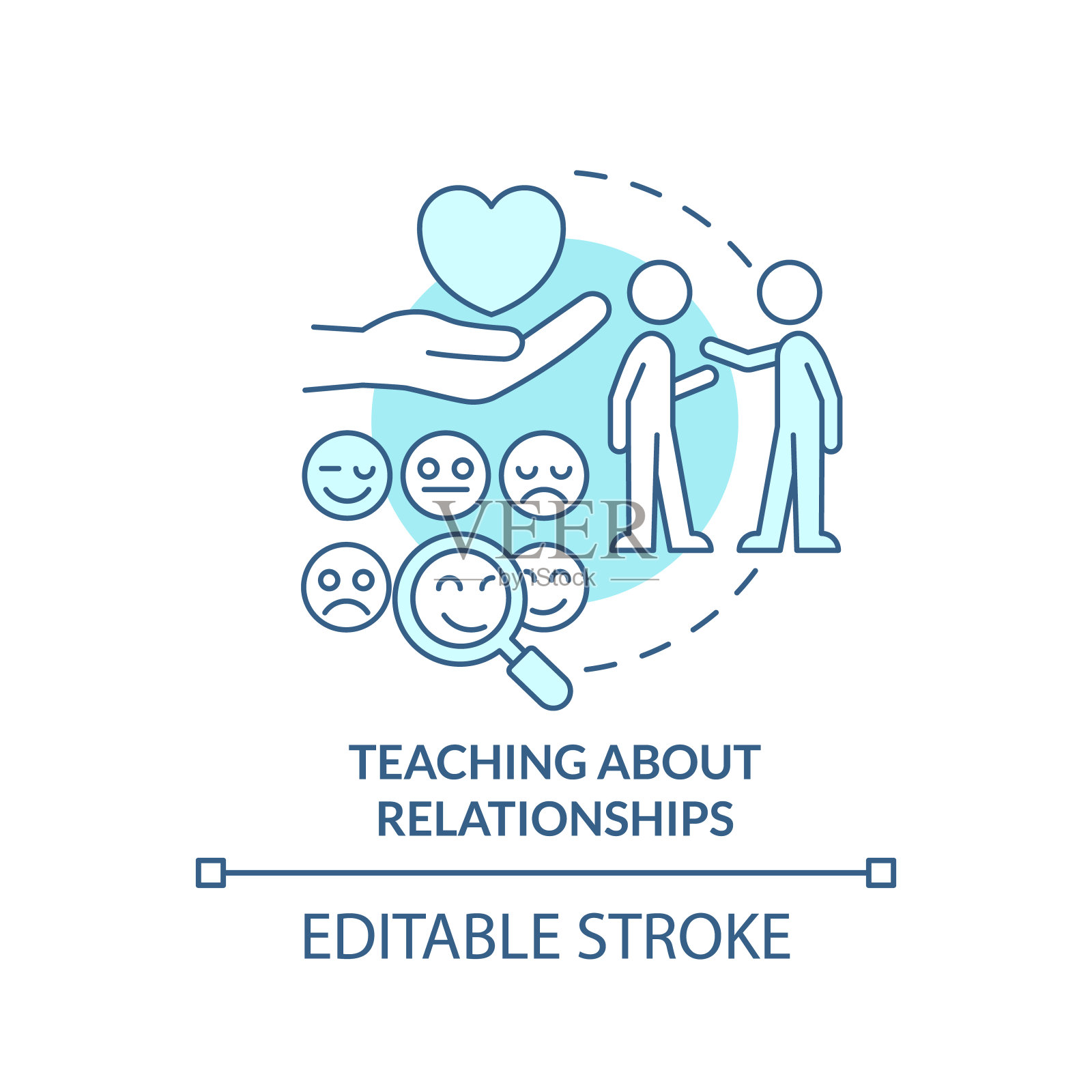 教学关系蓝绿色的概念图标插画图片素材