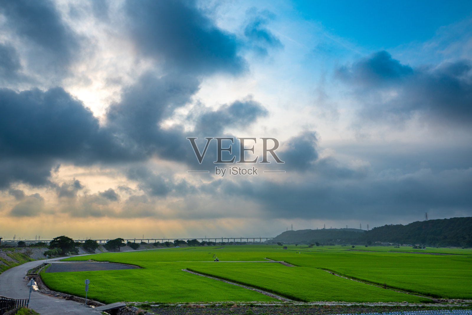 台中外浦-王游谷，千变万化的田野和云海。照片摄影图片