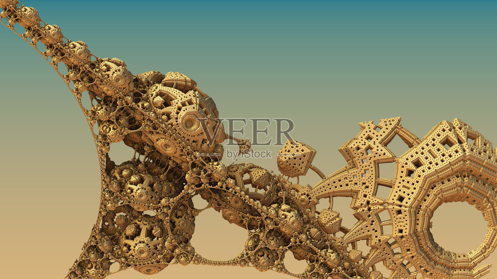 抽象的背景三维，梦幻般的古文明建筑插画图片素材