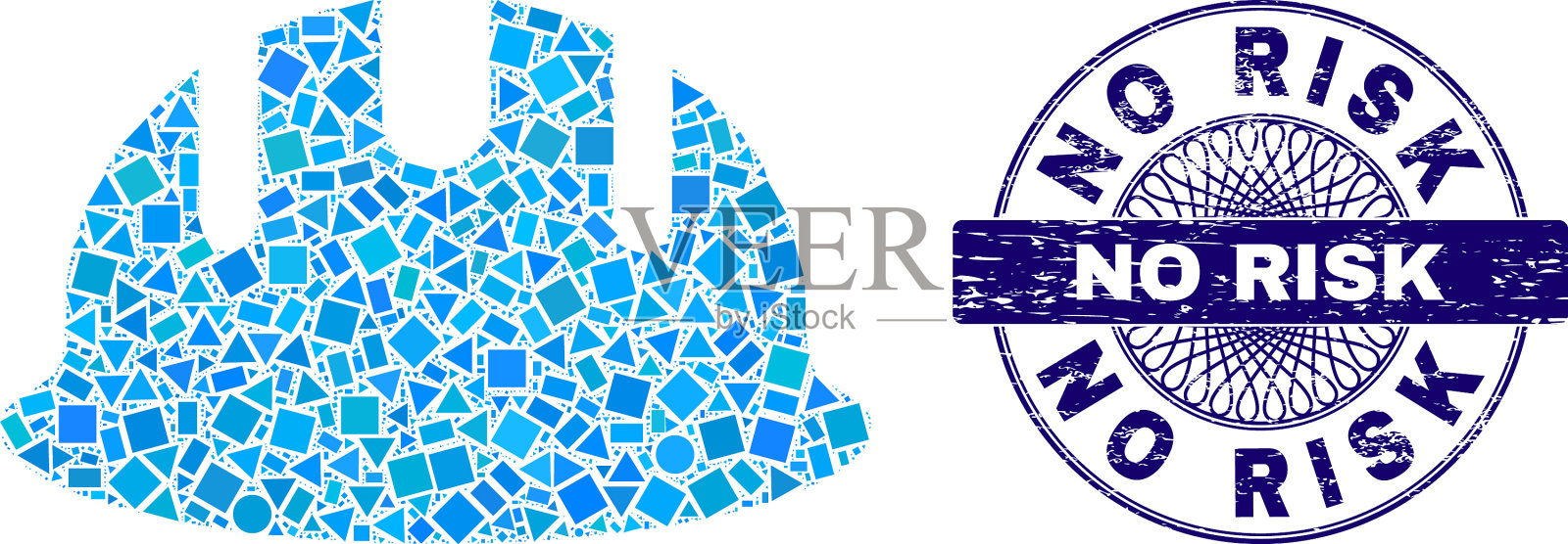 纹理无风险印章和几何建设者插画图片素材