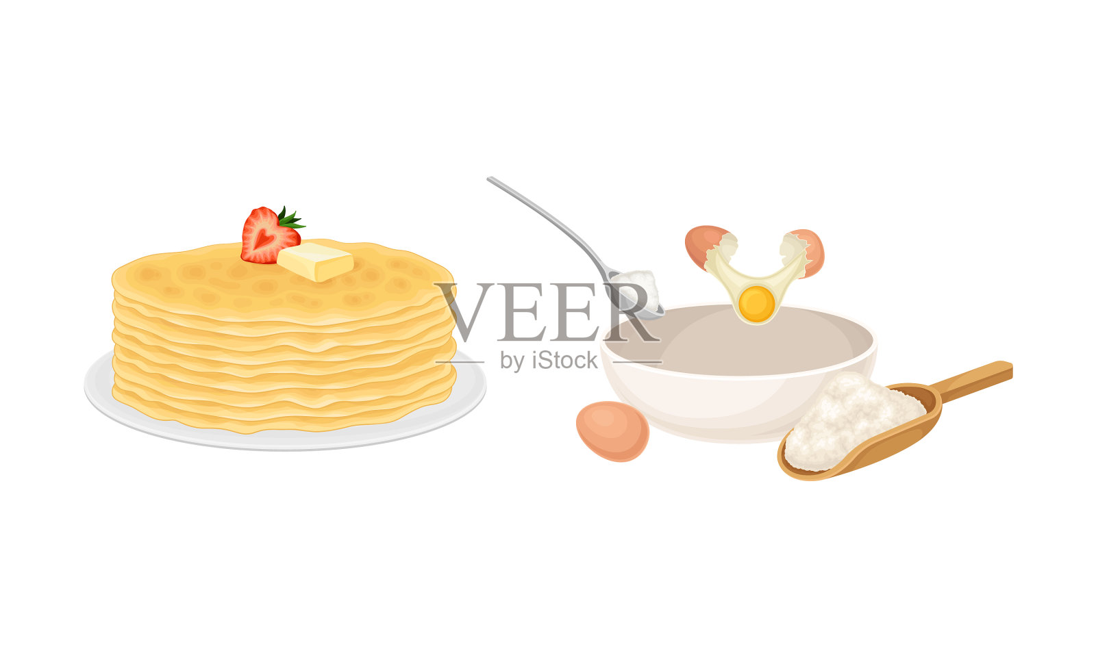 煎饼的烹饪过程中，先要准备好面团设计元素图片