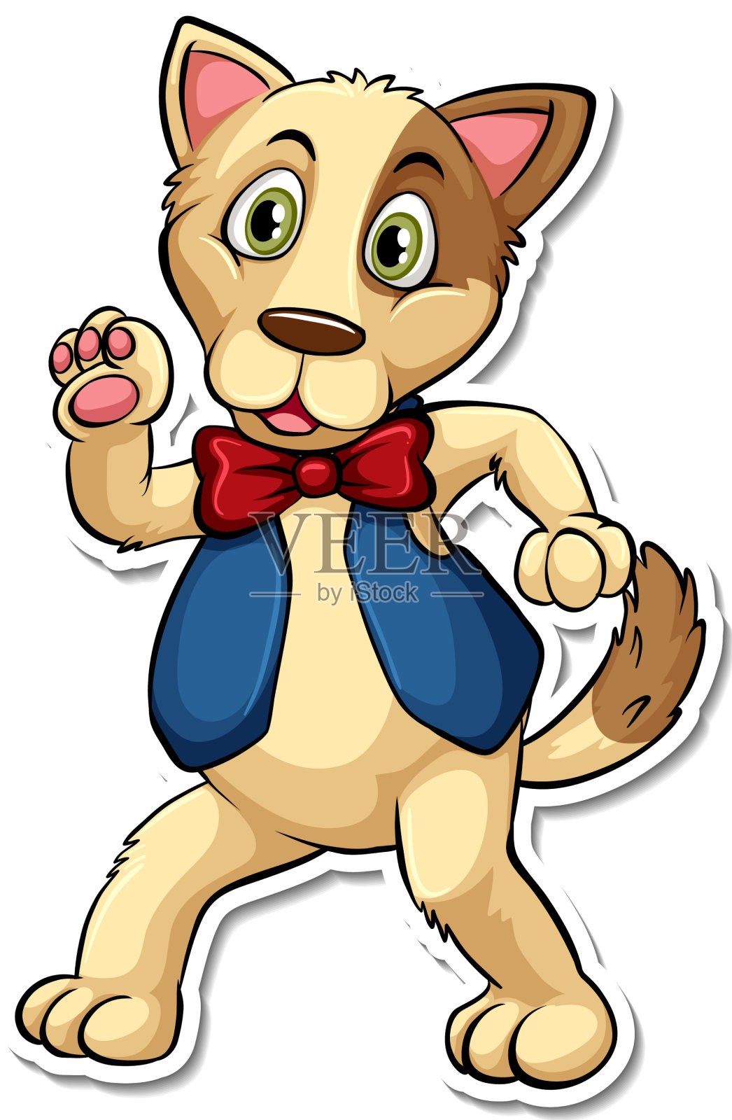 贴纸模板的狗卡通人物设计元素图片