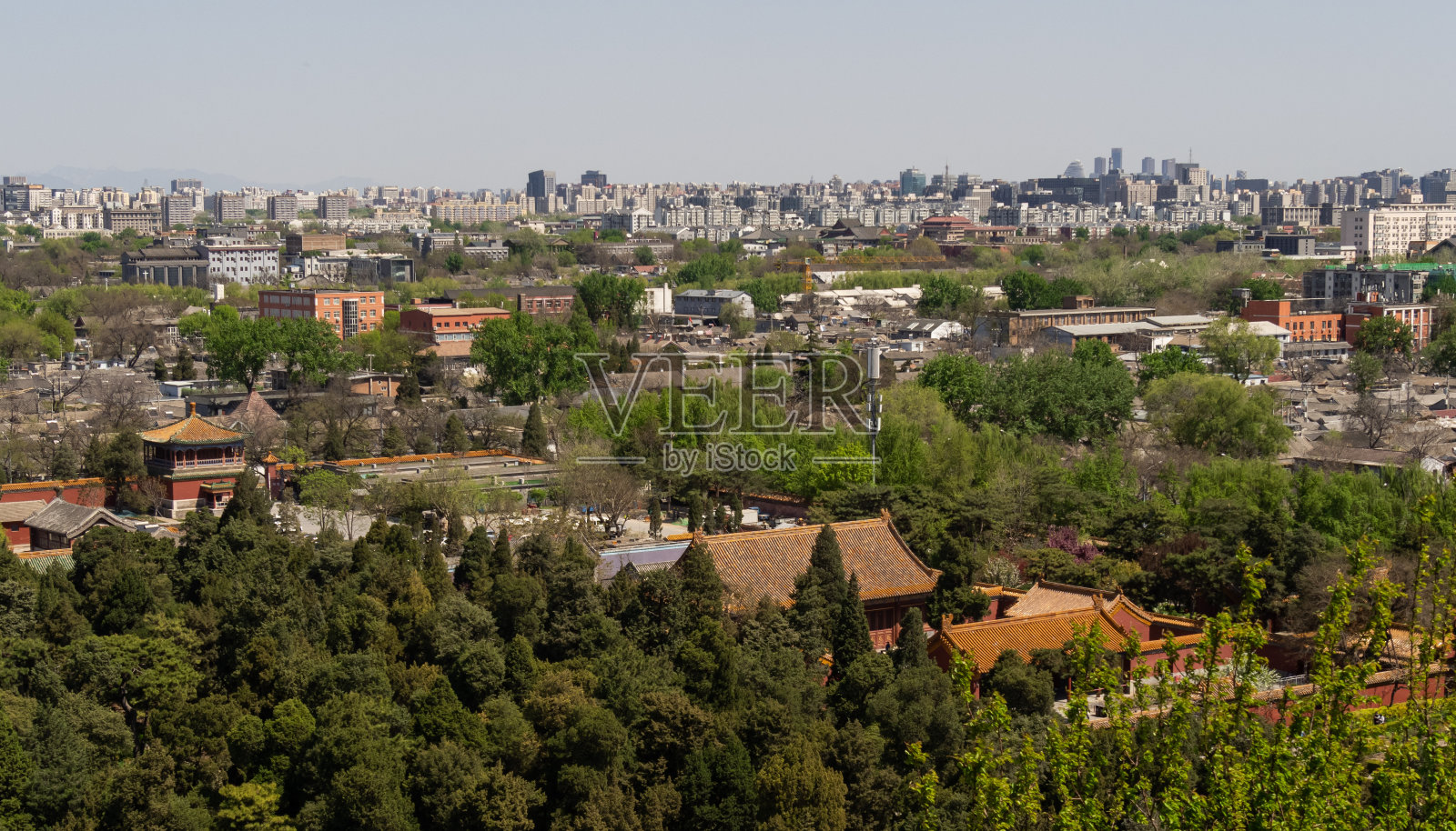 北京旧城天际线的高角度视角照片摄影图片