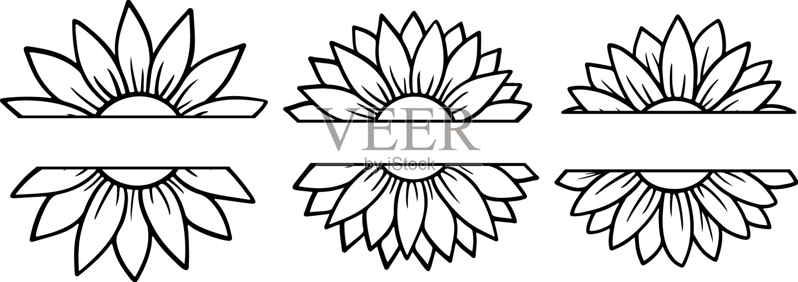 葵花分裂字母花剪影插画图片素材