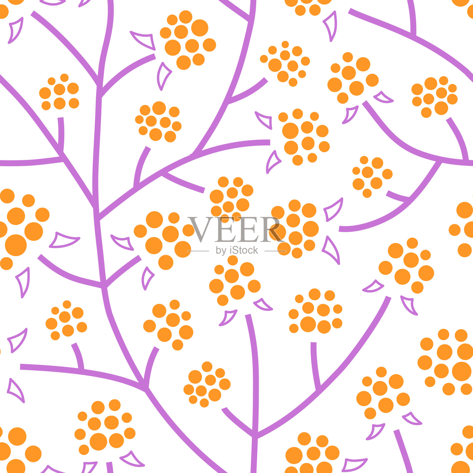 无缝图案与云浆果灌木丛。插画图片素材