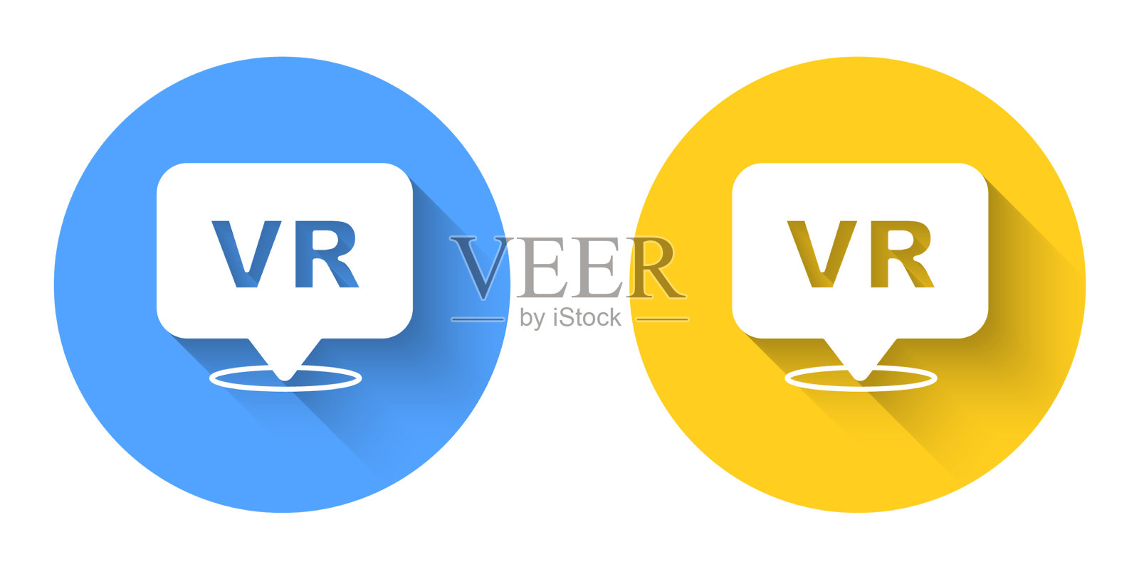白色虚拟现实图标孤立与长图标素材