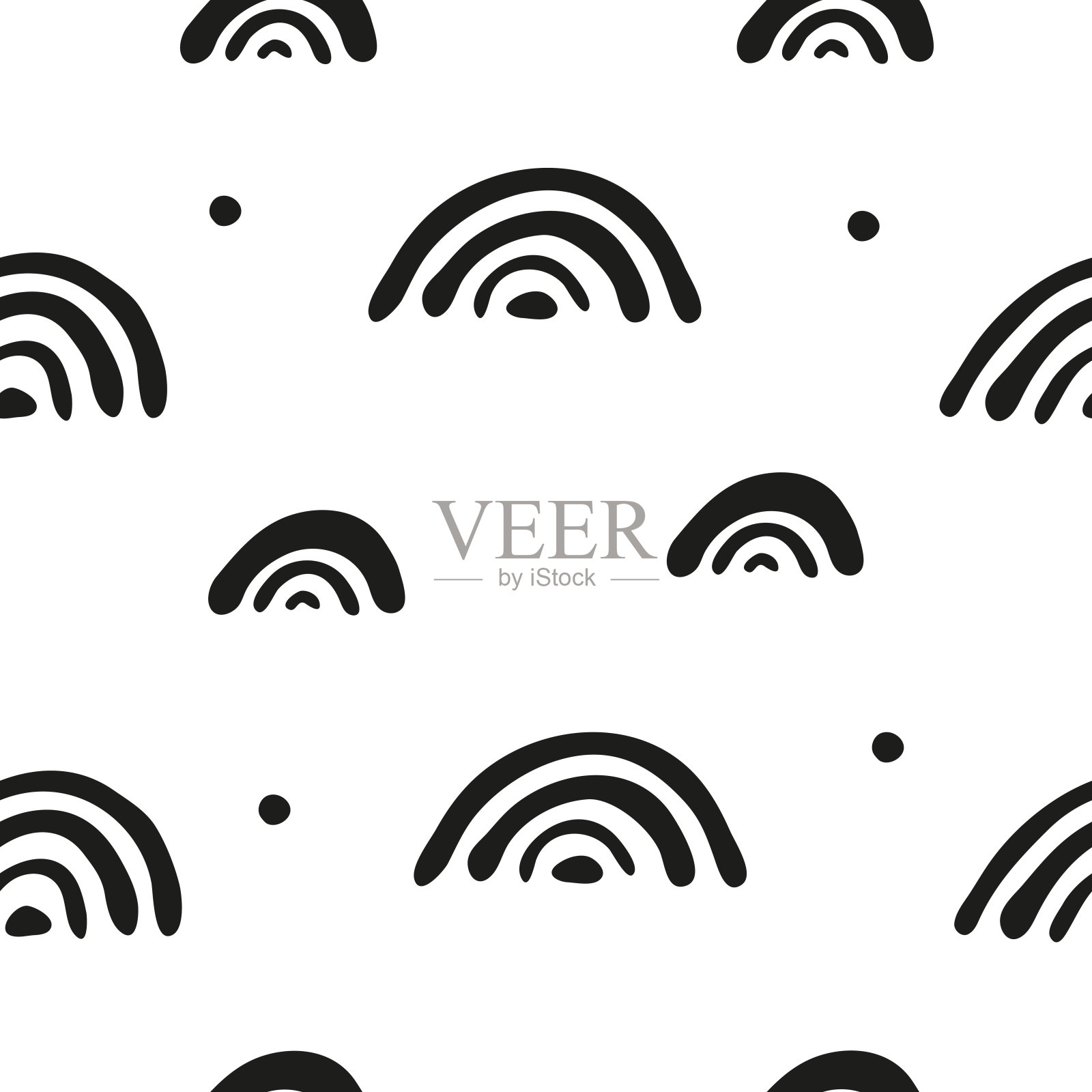 无缝图案与彩虹，点。插画图片素材