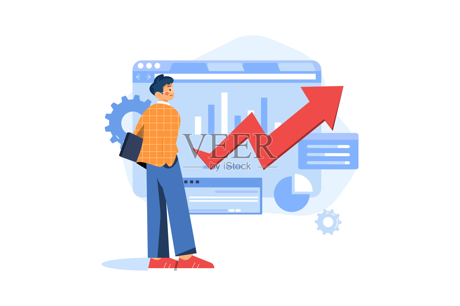 销售人员的产品销售增长插画图片素材