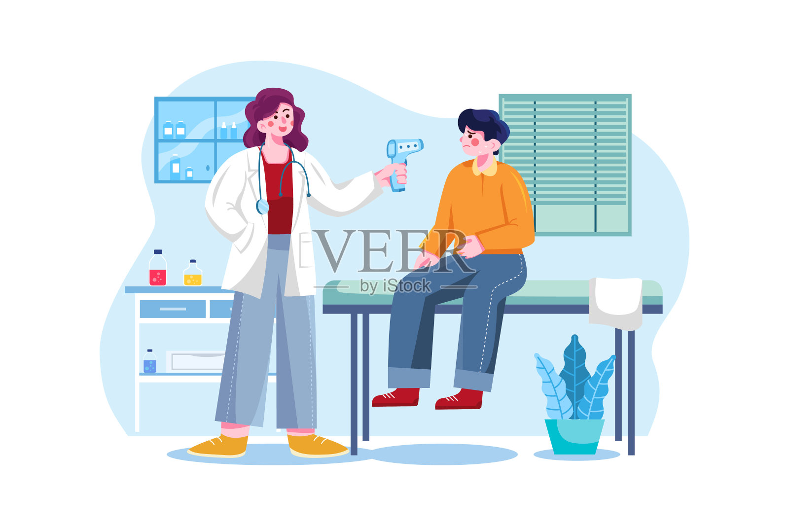医生测量病人的体温插画图片素材