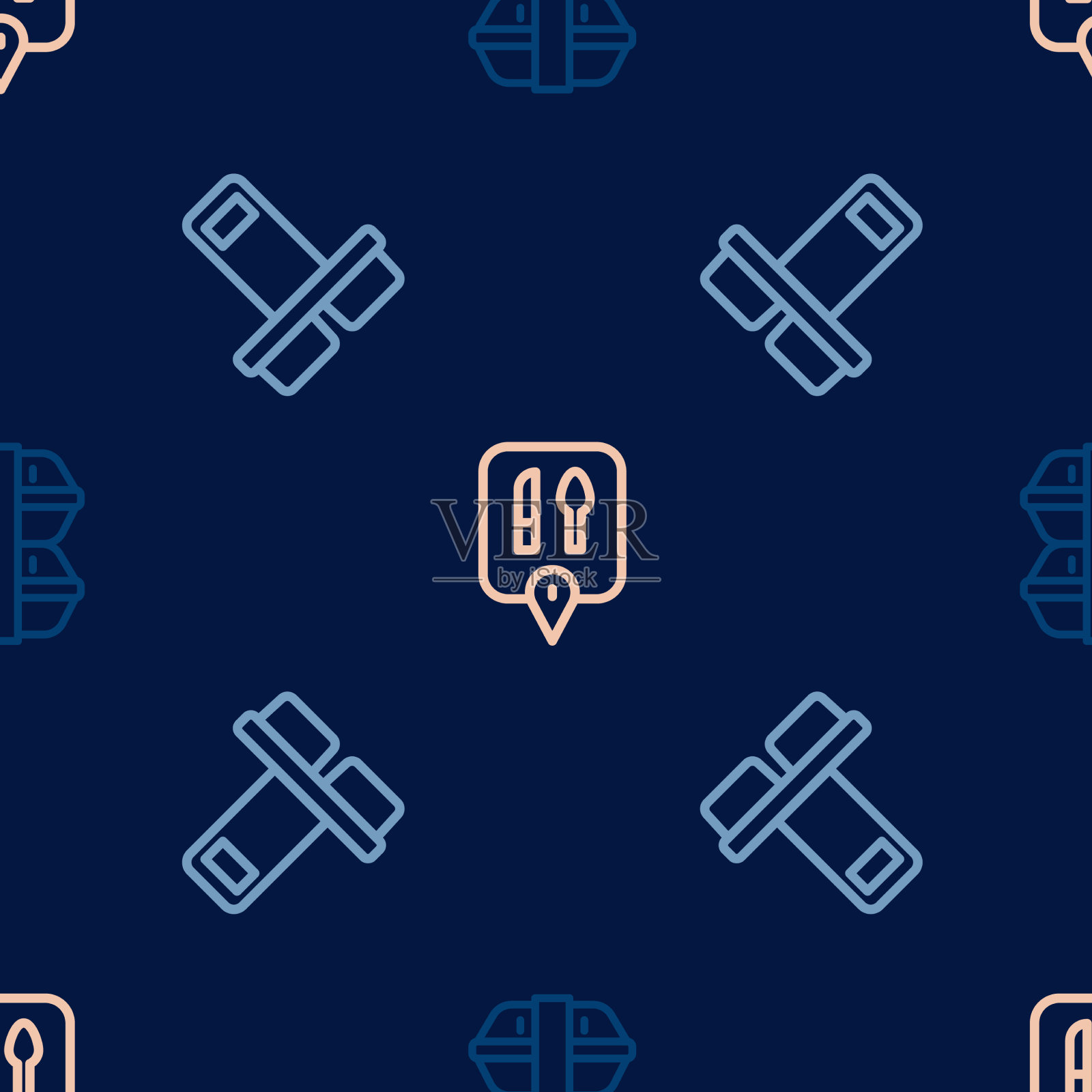 设置排队午餐盒装咖啡杯去咖啡厅和图标素材