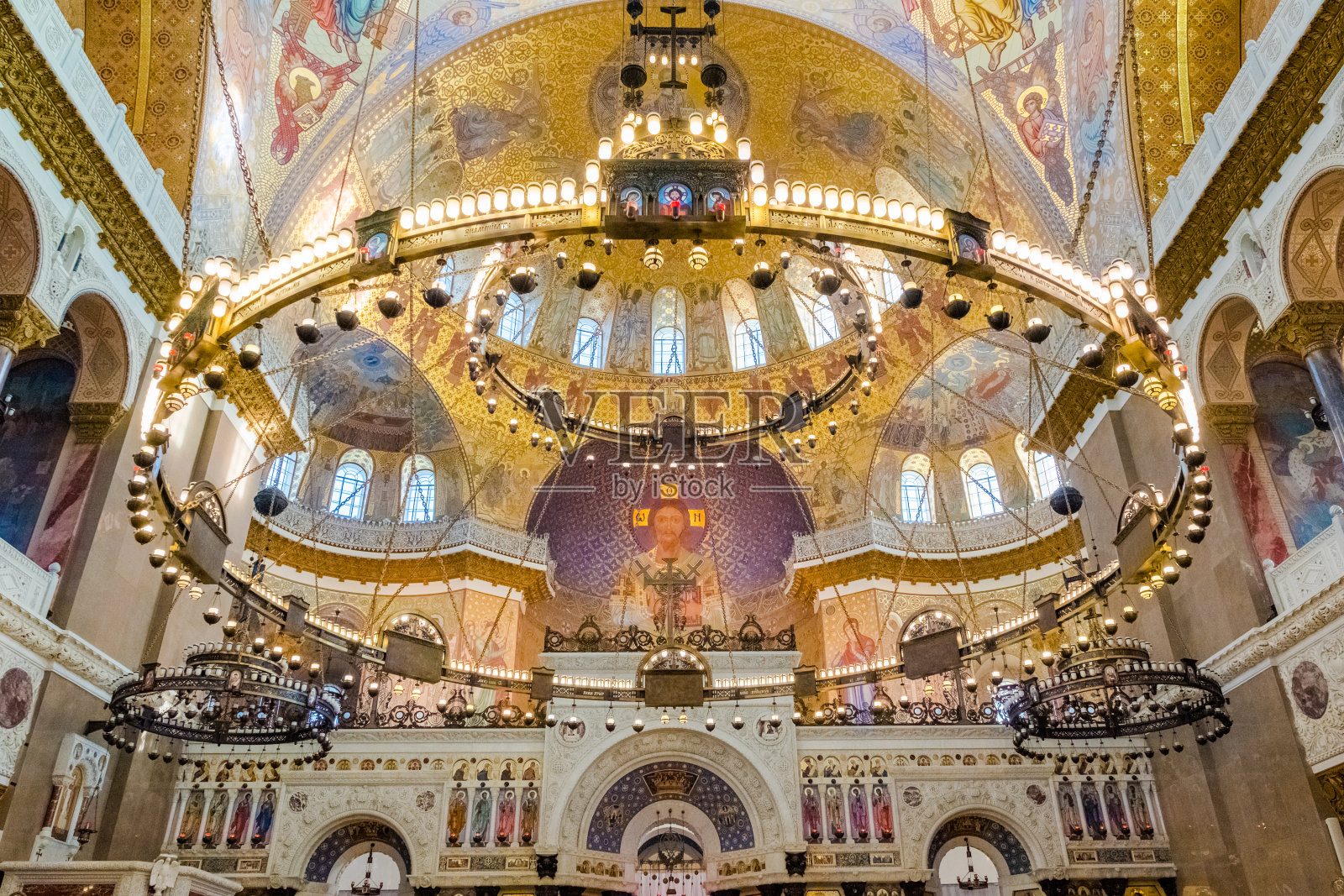 圣彼得堡喀琅施塔得海军圣尼古拉斯大教堂内部装饰照片摄影图片