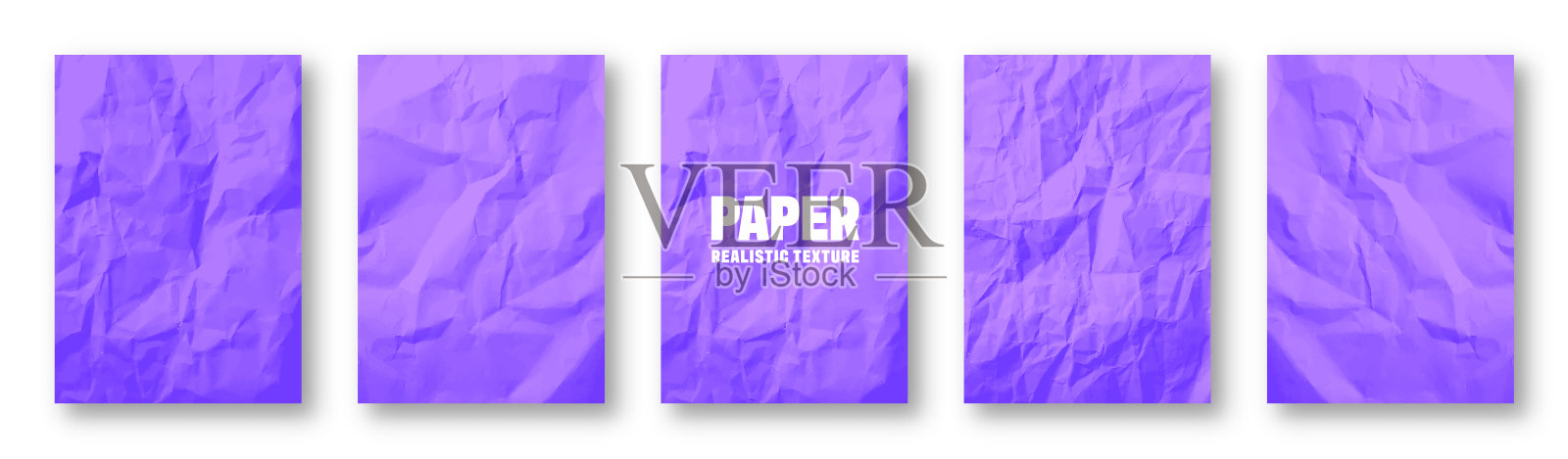 色彩斑斓的紫罗兰皱纸纹理。粗糙的垃圾老空白。彩色背景。矢量图设计模板素材