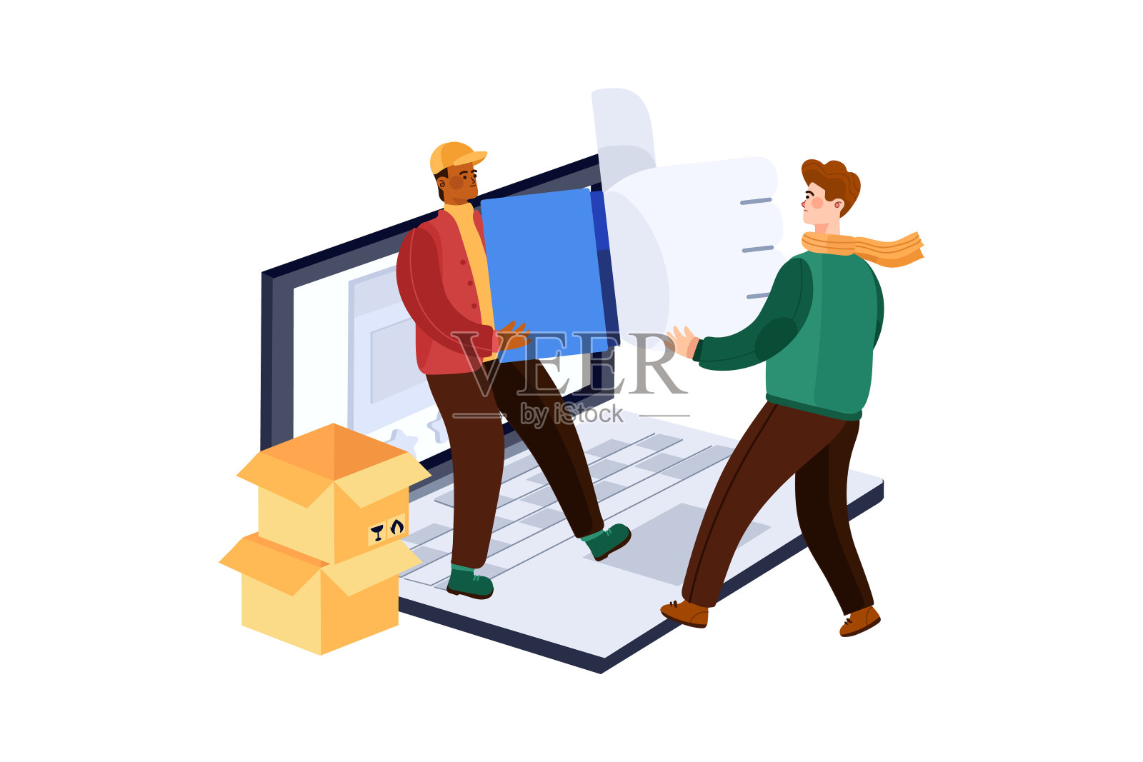 客户评论插图客户评论插图概念。平面插图孤立在白色背景的概念。平面插图孤立在白色背景上插画图片素材