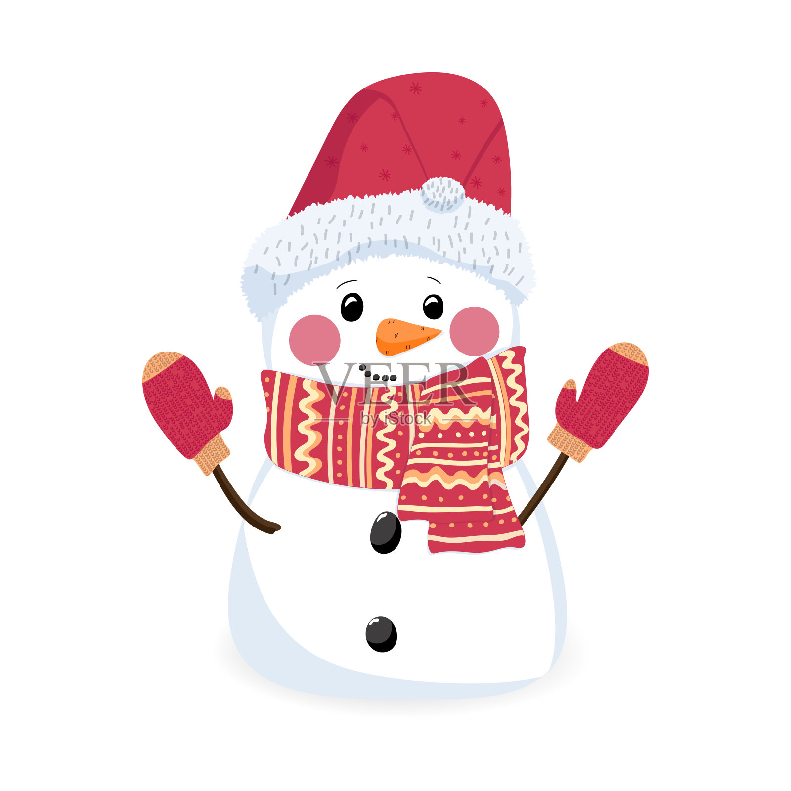 圣诞搞笑宝宝雪人矢量孤立。卡通雪人插图。设计元素图片