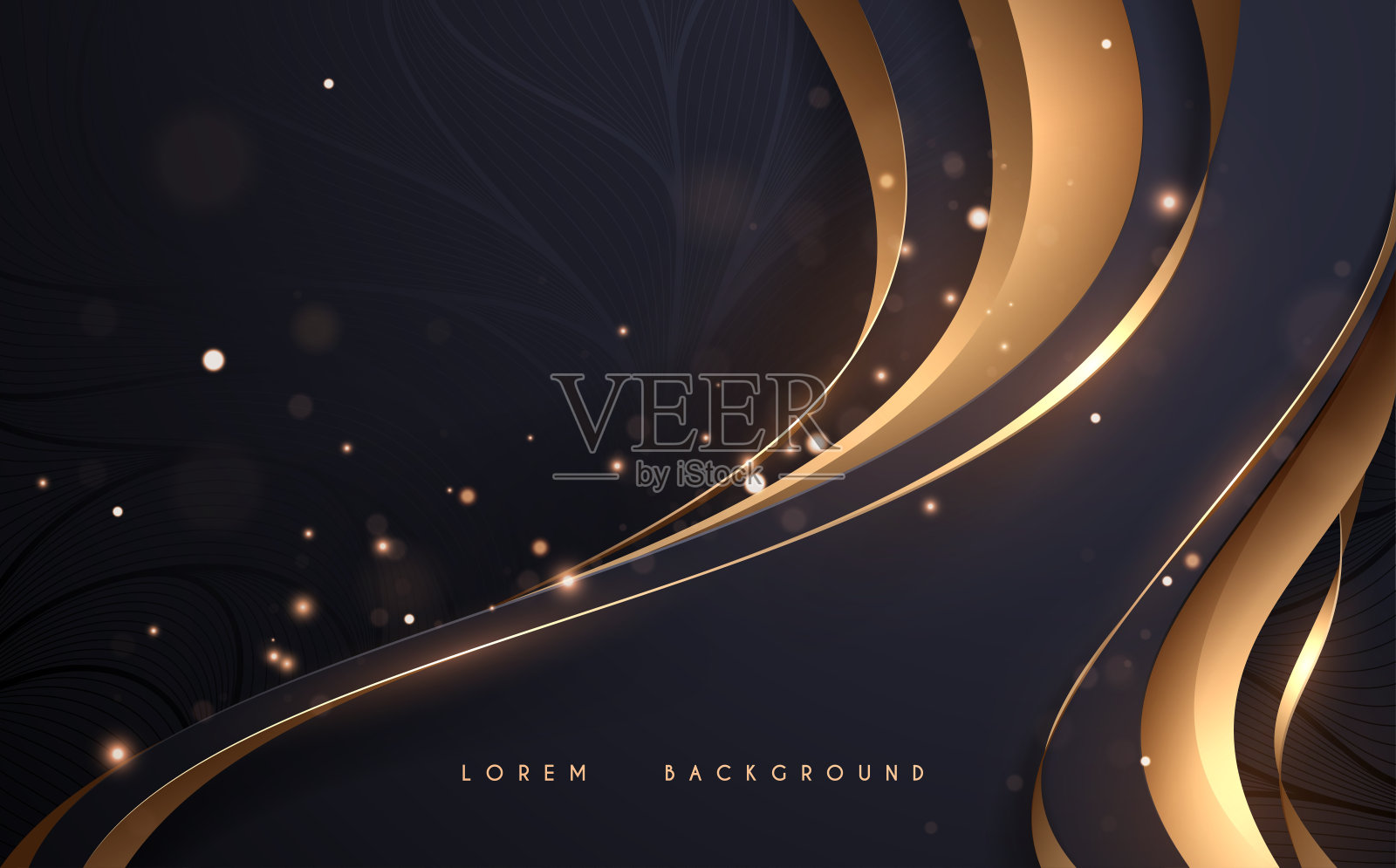 抽象奢华的蓝色和金色的形状背景插画图片素材