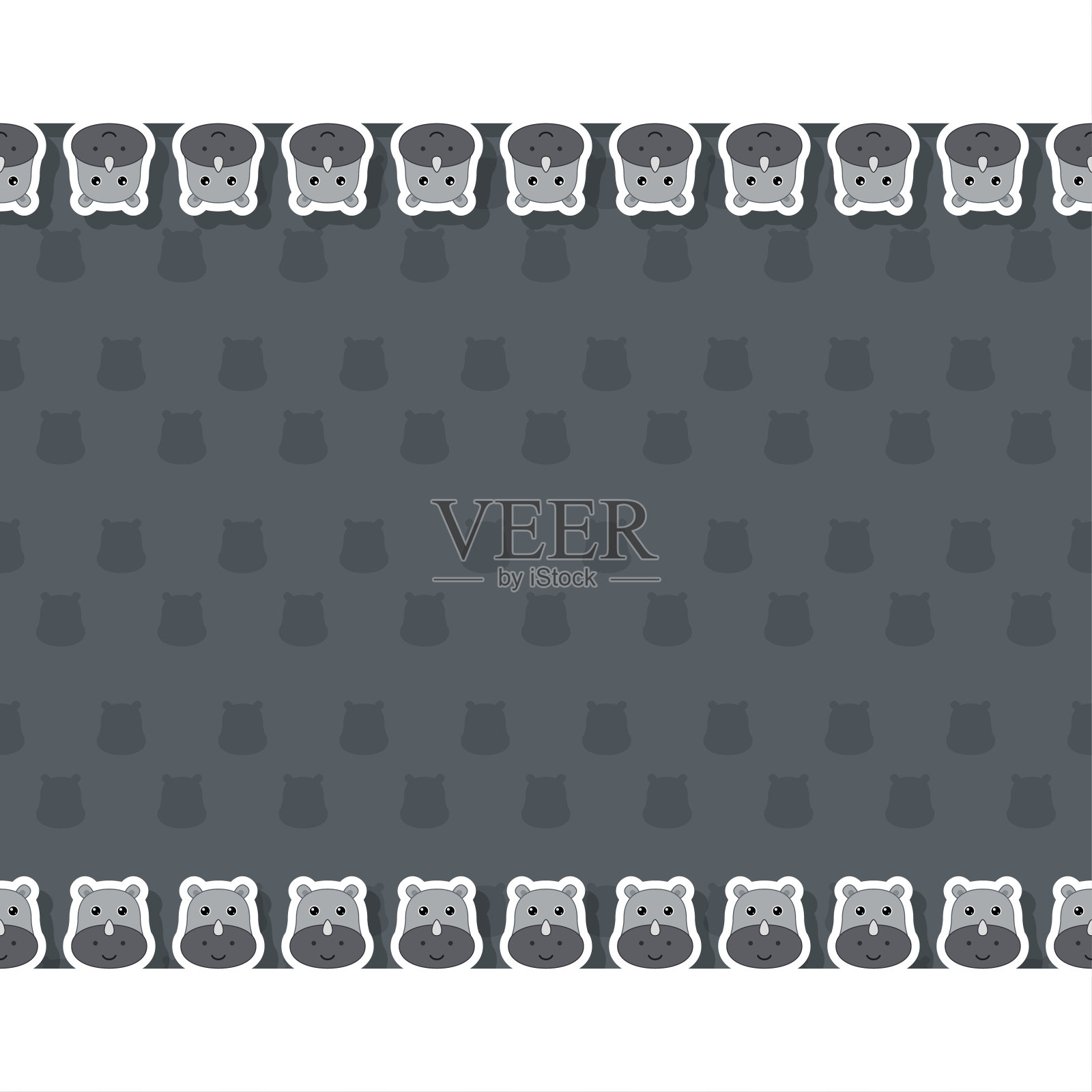 犀牛与框架横幅，海报和贺卡插画图片素材