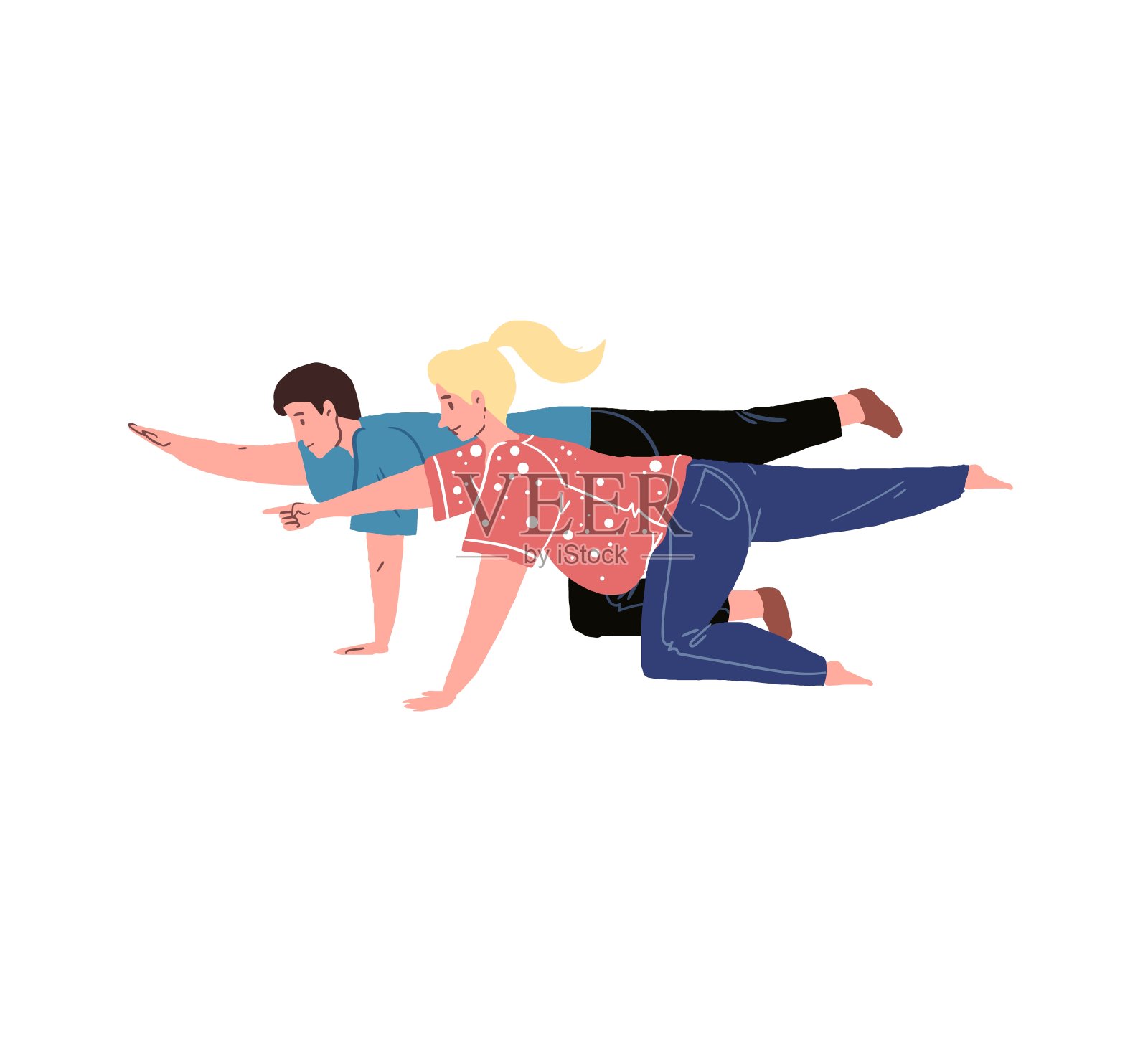 卡通人物扁平化，怀孕课程和班级，健康快乐的母亲社会矢量插图概念插画图片素材