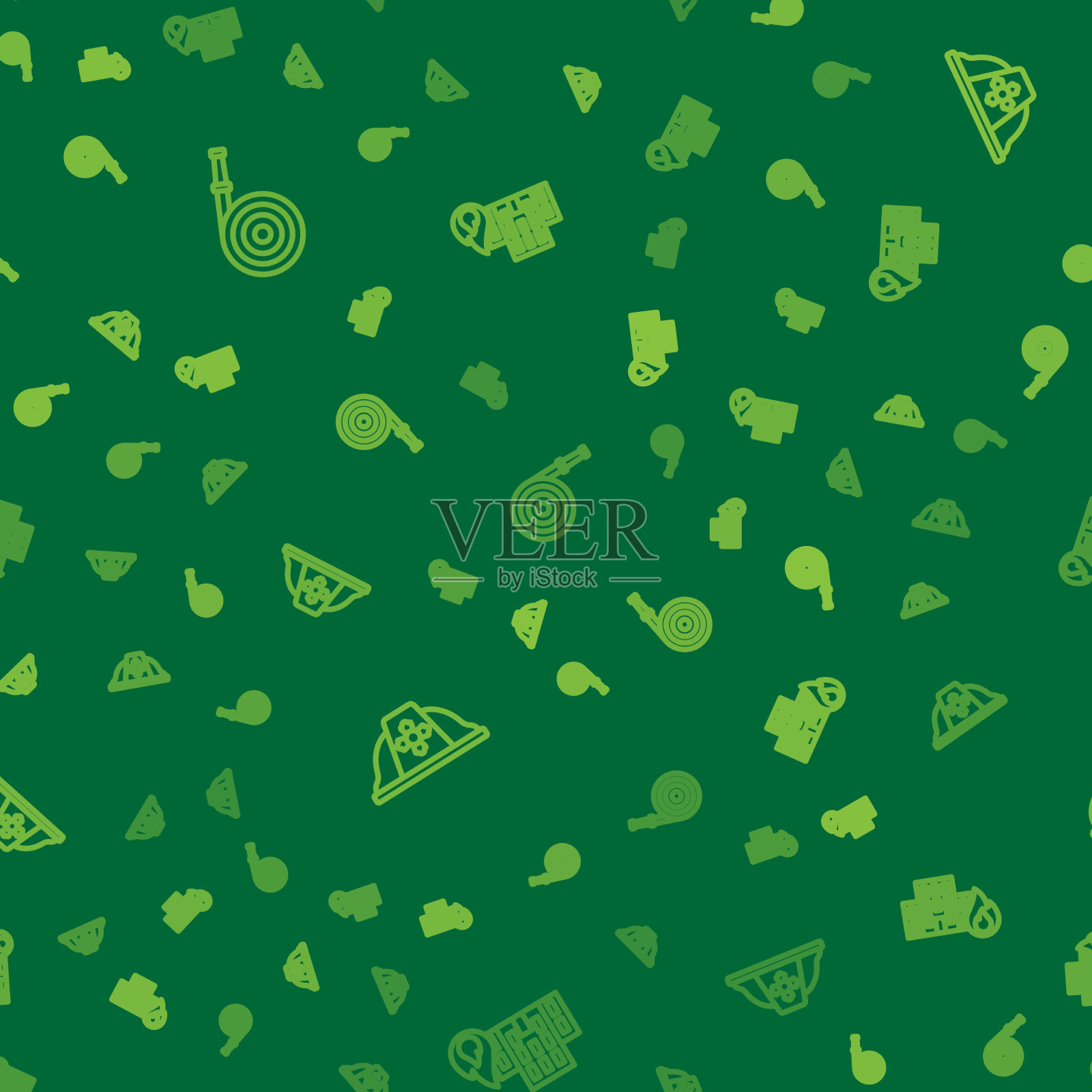 设置消防水龙带和消防头盔图标素材