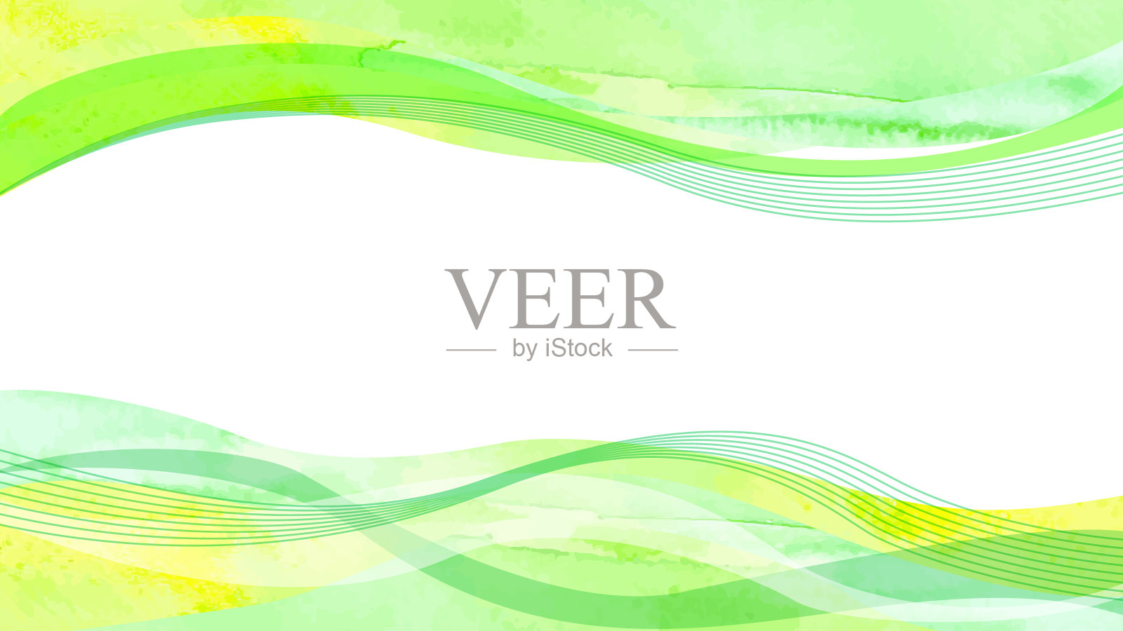 水彩背景绿波插画图片素材