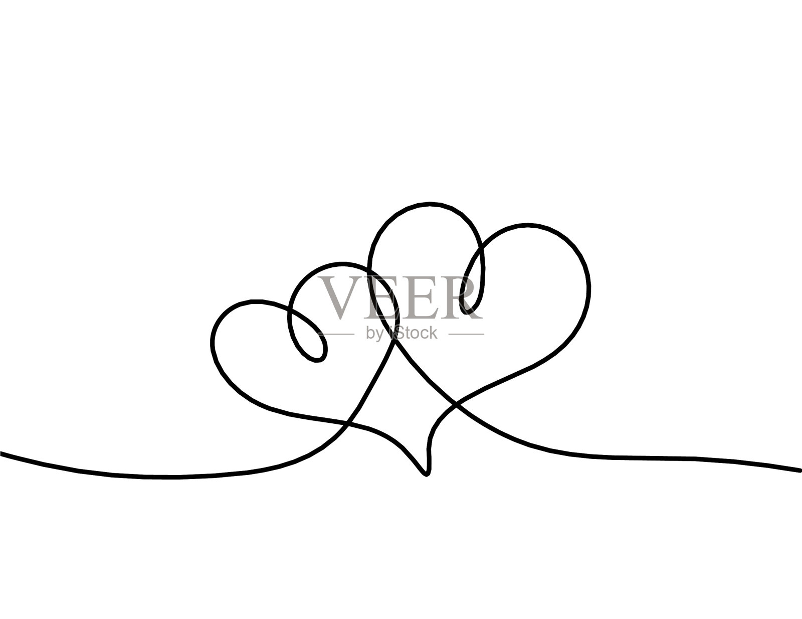 抽象的心就像连续的线条画上插画图片素材