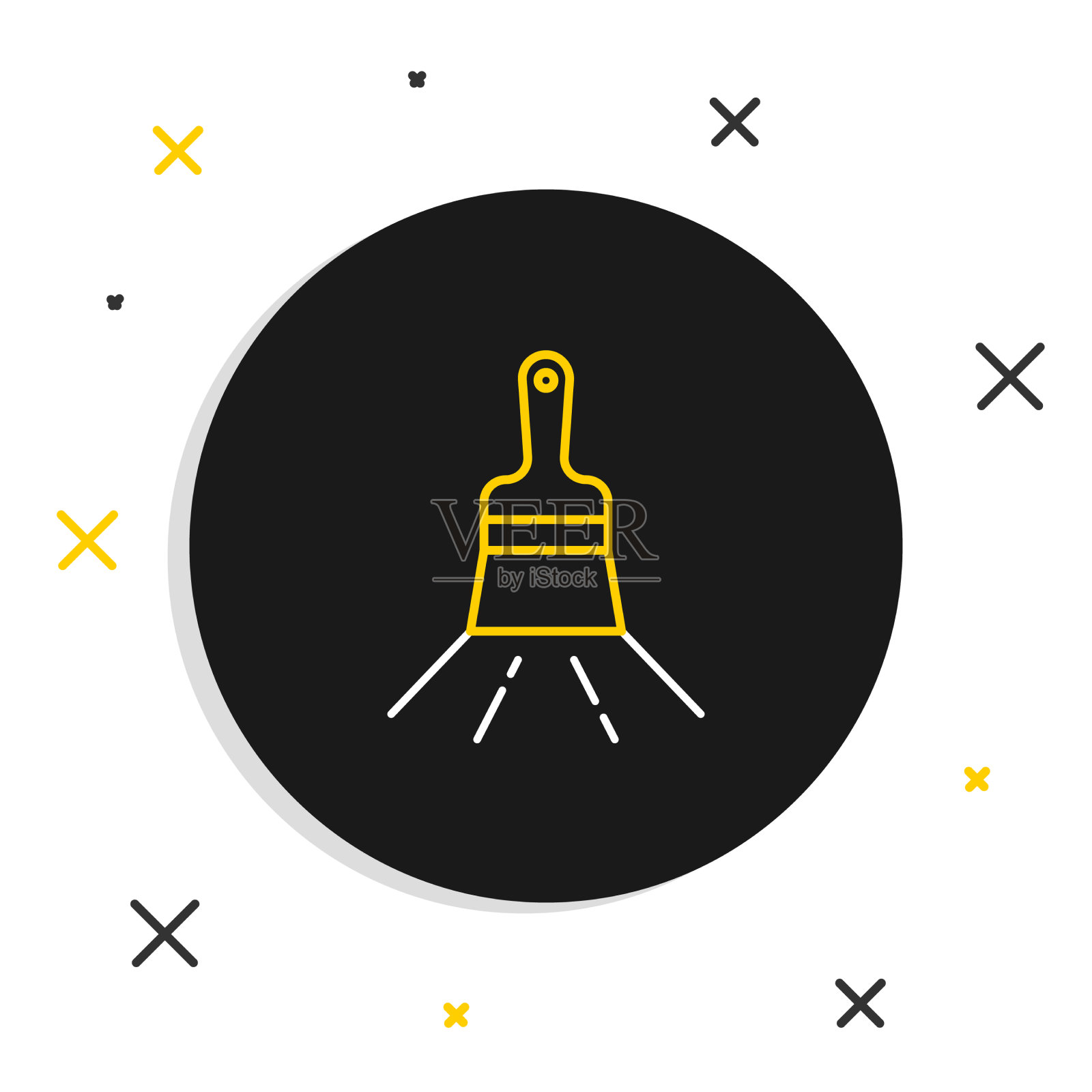 线条油漆刷图标孤立的白色背景图标素材