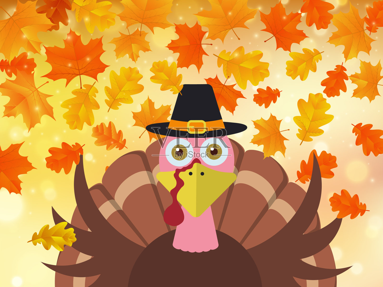 卡通火鸡感恩节背景插画图片素材