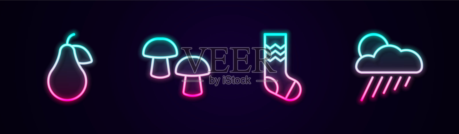 集线梨菇袜与云同雨图标素材