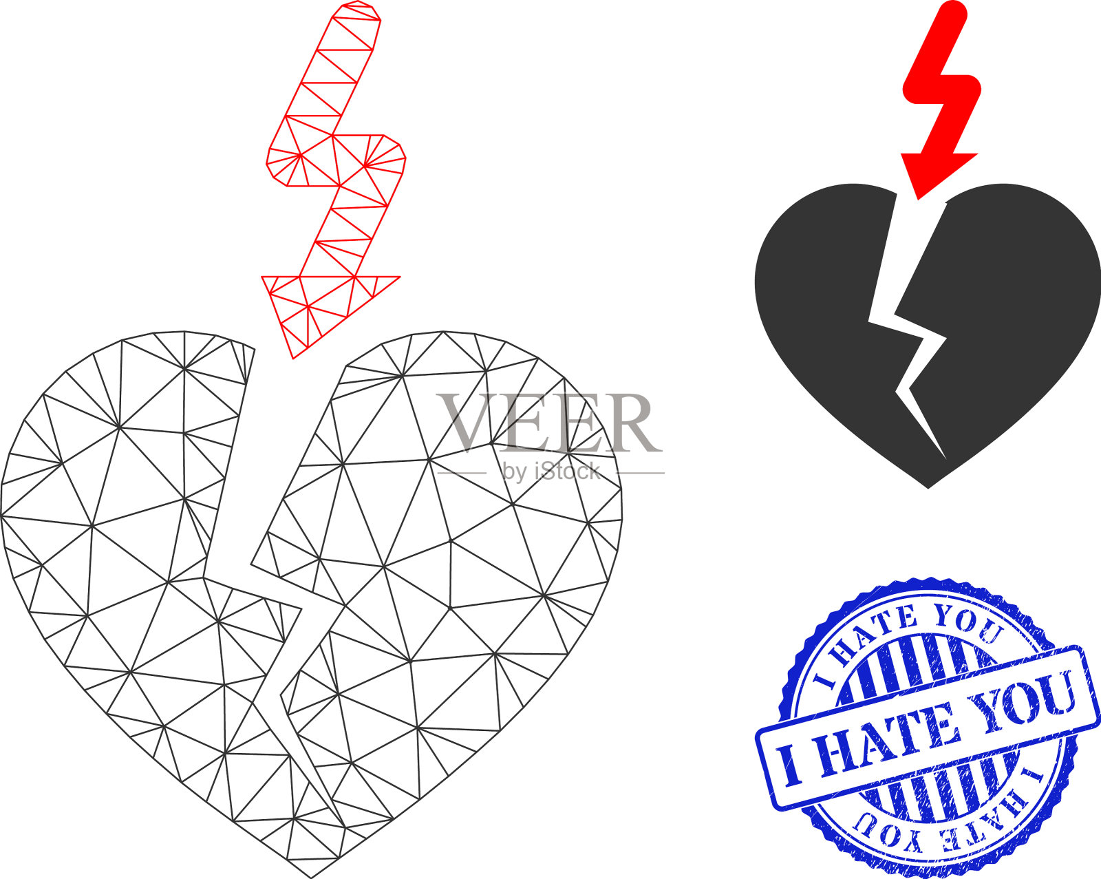 我恨你苦恼橡皮印和网网插画图片素材