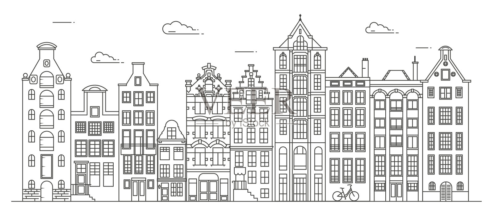 阿姆斯特丹老风格的房子典型的荷兰运河设计元素图片