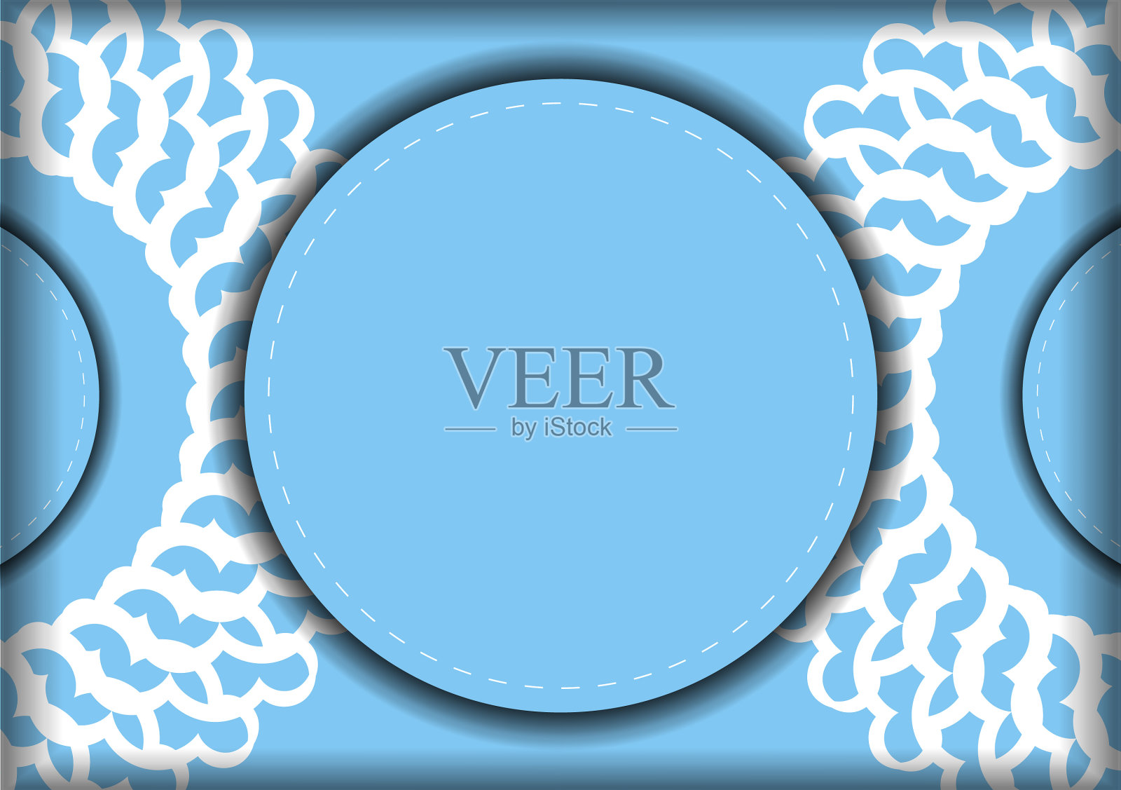 蓝色的祝贺小册子，上面有希腊文插画图片素材