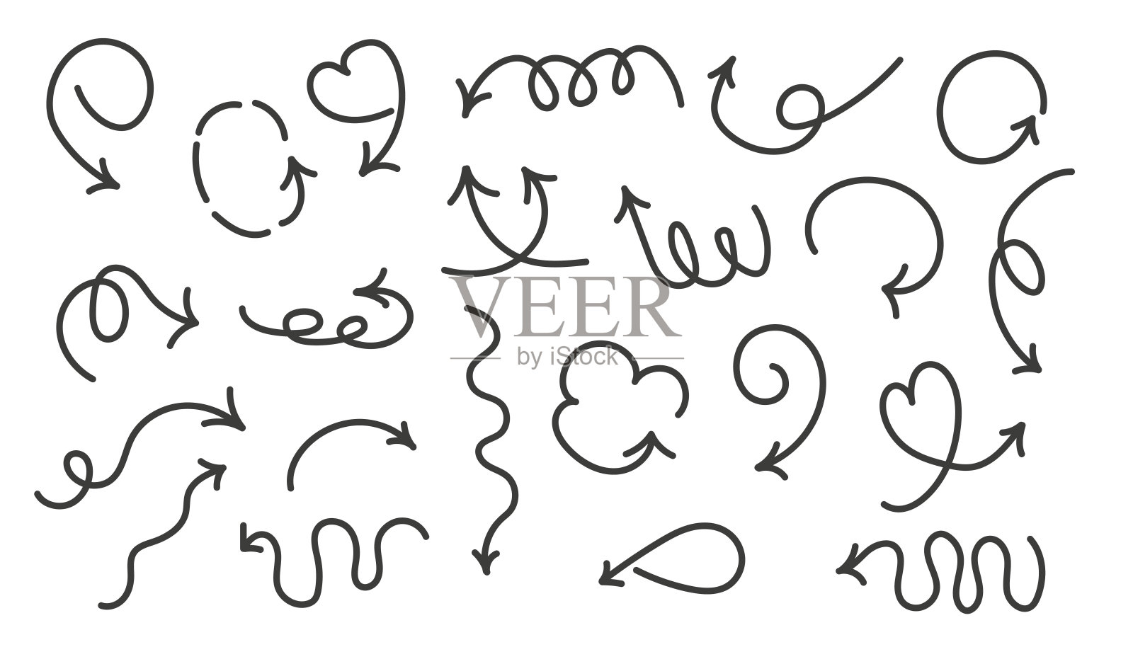 手绘箭头金银丝图标设置设计元素图片