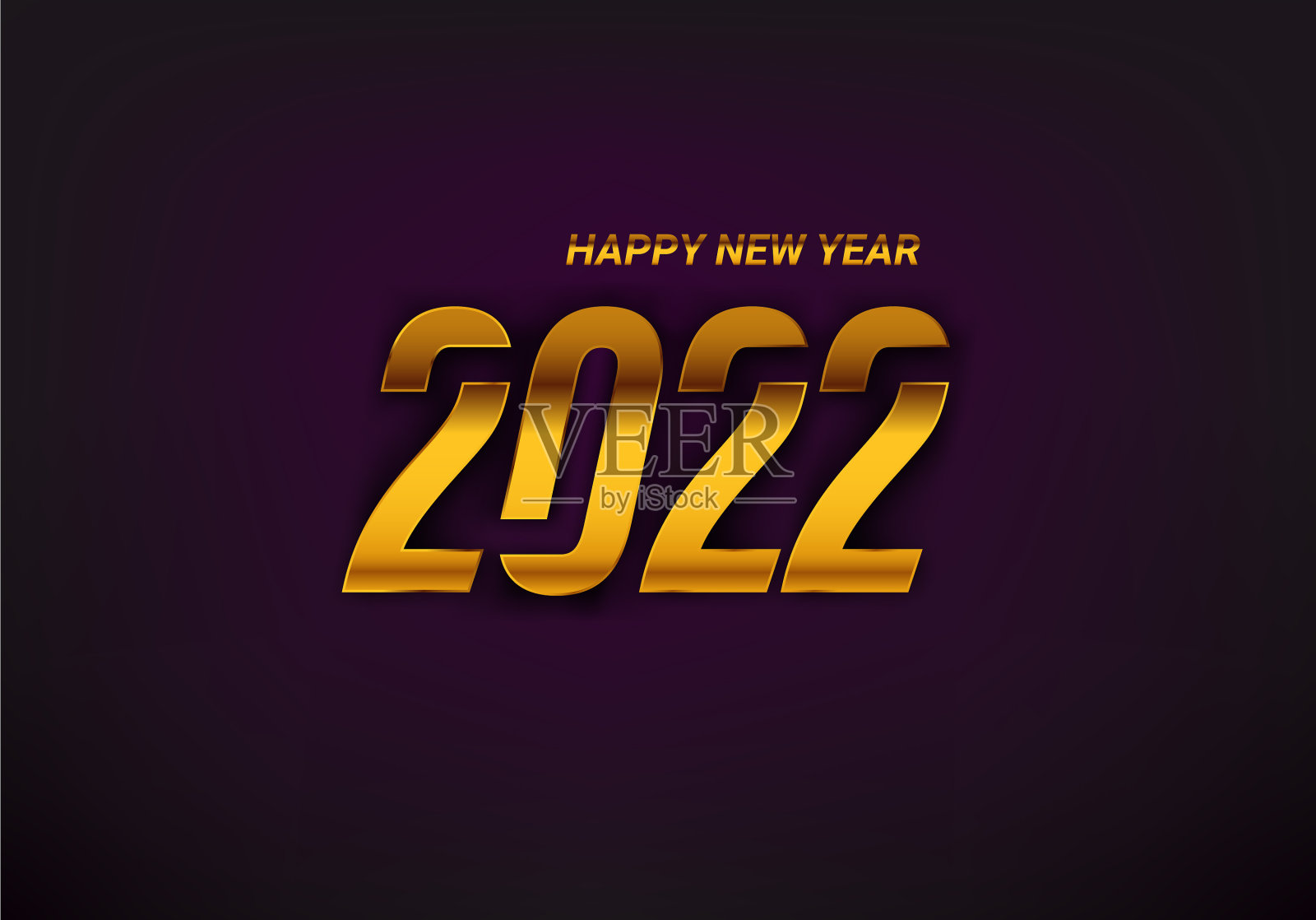 祝2022年新年快乐卡上金数字暗插画图片素材