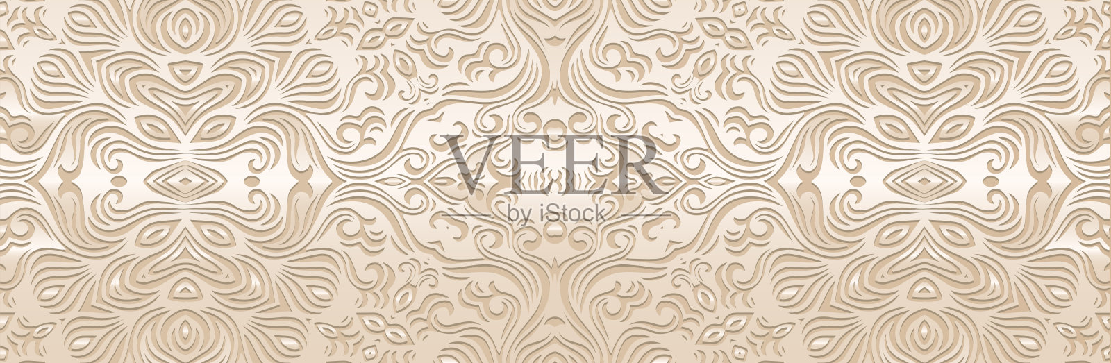 横幅与浮雕镂空艺术装饰纹理。在明亮的背景上动态的几何民族图案。商业背景封面设计。插画图片素材