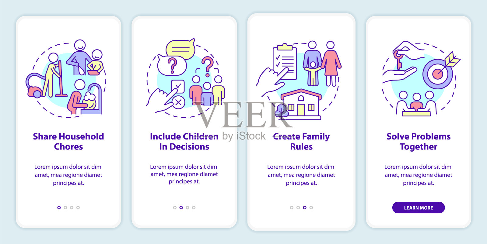 在手机应用程序屏幕上鼓励团队合作插画图片素材