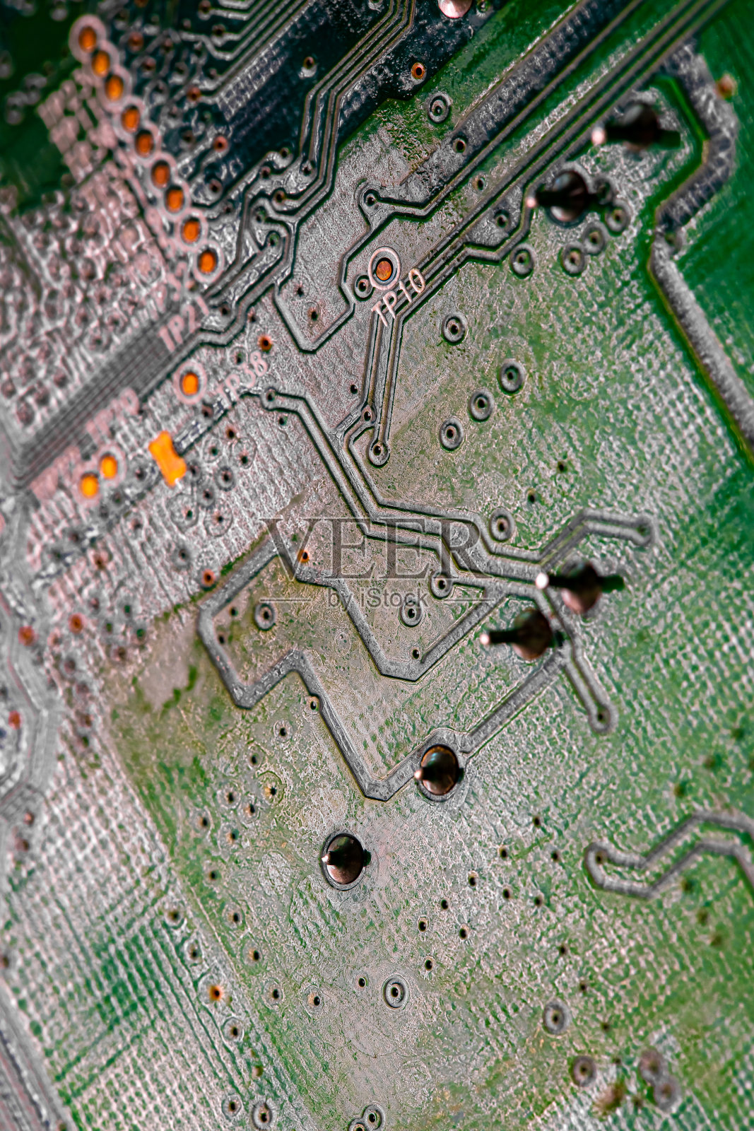 宏关闭PC电路板上的印刷布线照片摄影图片